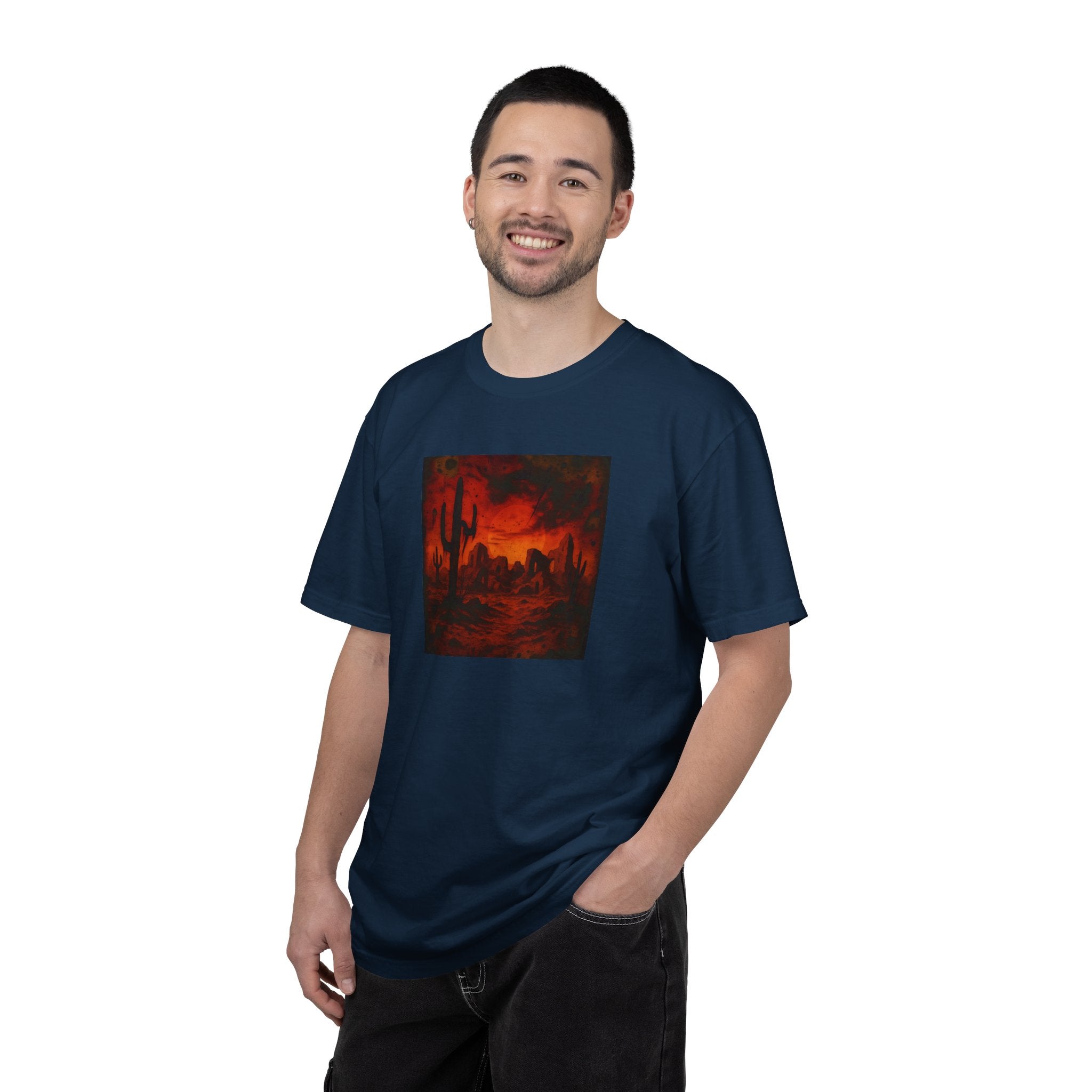 Red Desert Sunset T-shirt | Cactus Landscape, Moody Western Scene