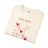 You Won My Heart tic tac toe T-shirt | Valentine heart game tee