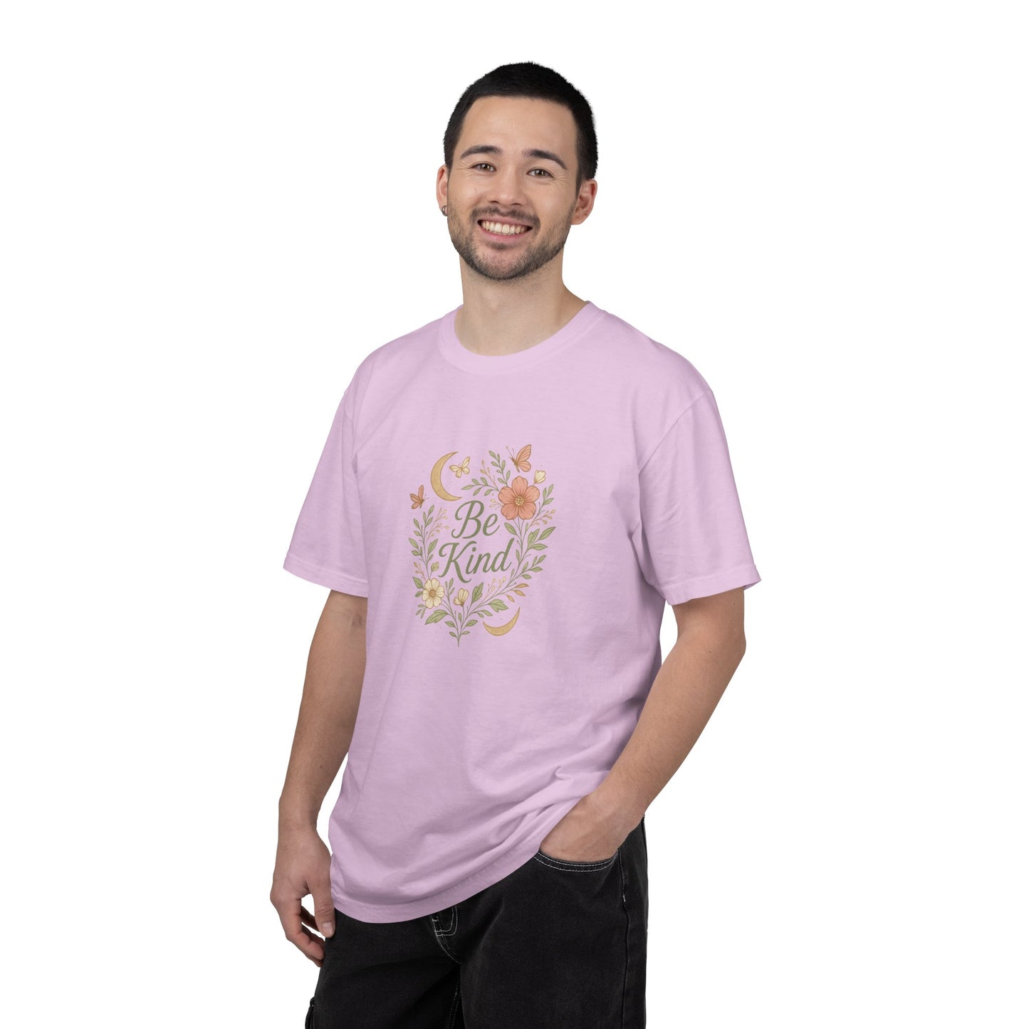 Be Kind Floral Wreath T-Shirt | Positive Quote, Boho Botanical Design
