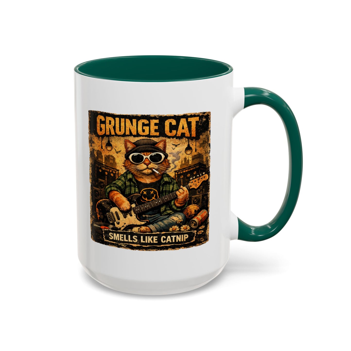 Grunge Cat Smells Like Catnip Mug | Ceramic Coffee Cup