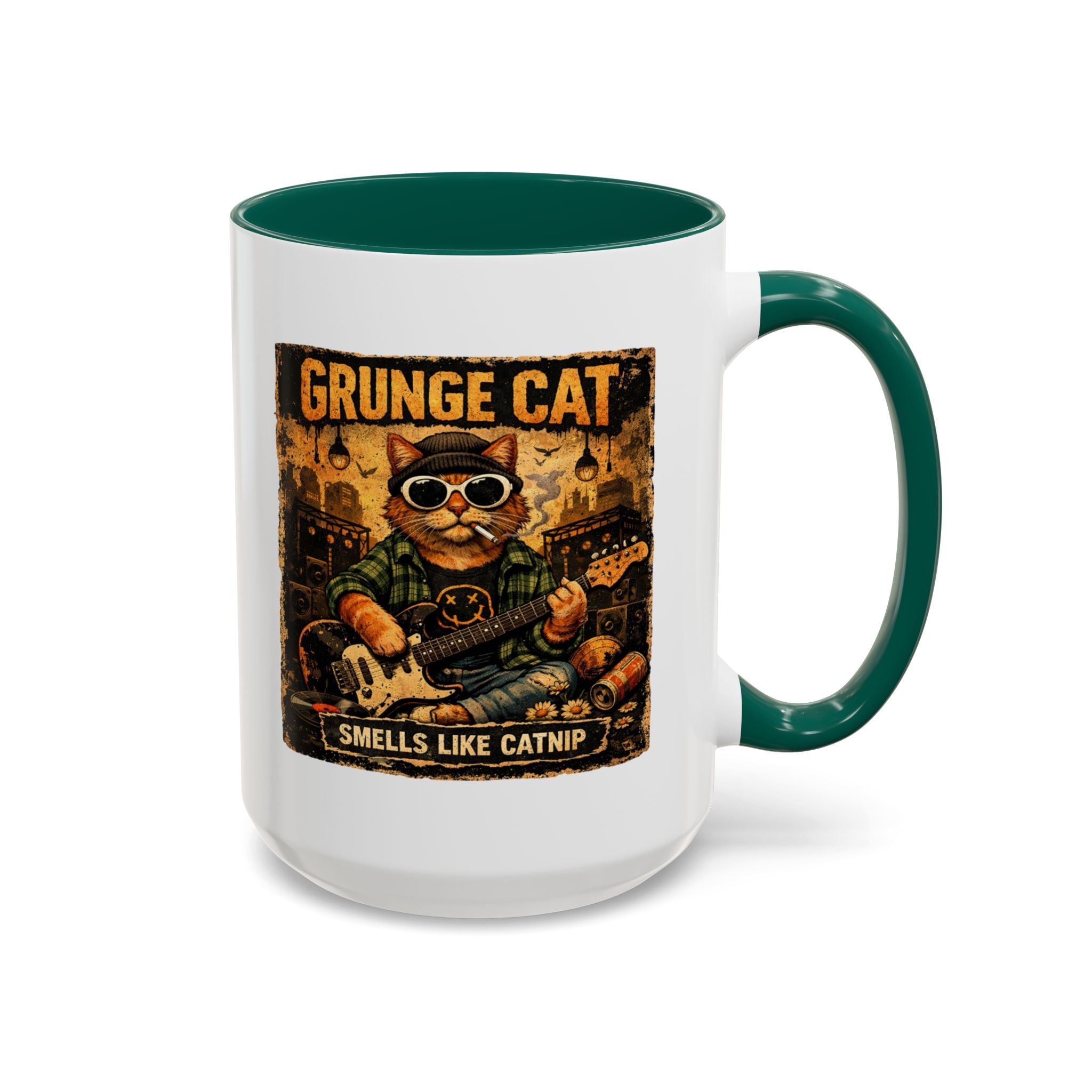 Grunge Cat Smells Like Catnip Mug | Ceramic Coffee Cup