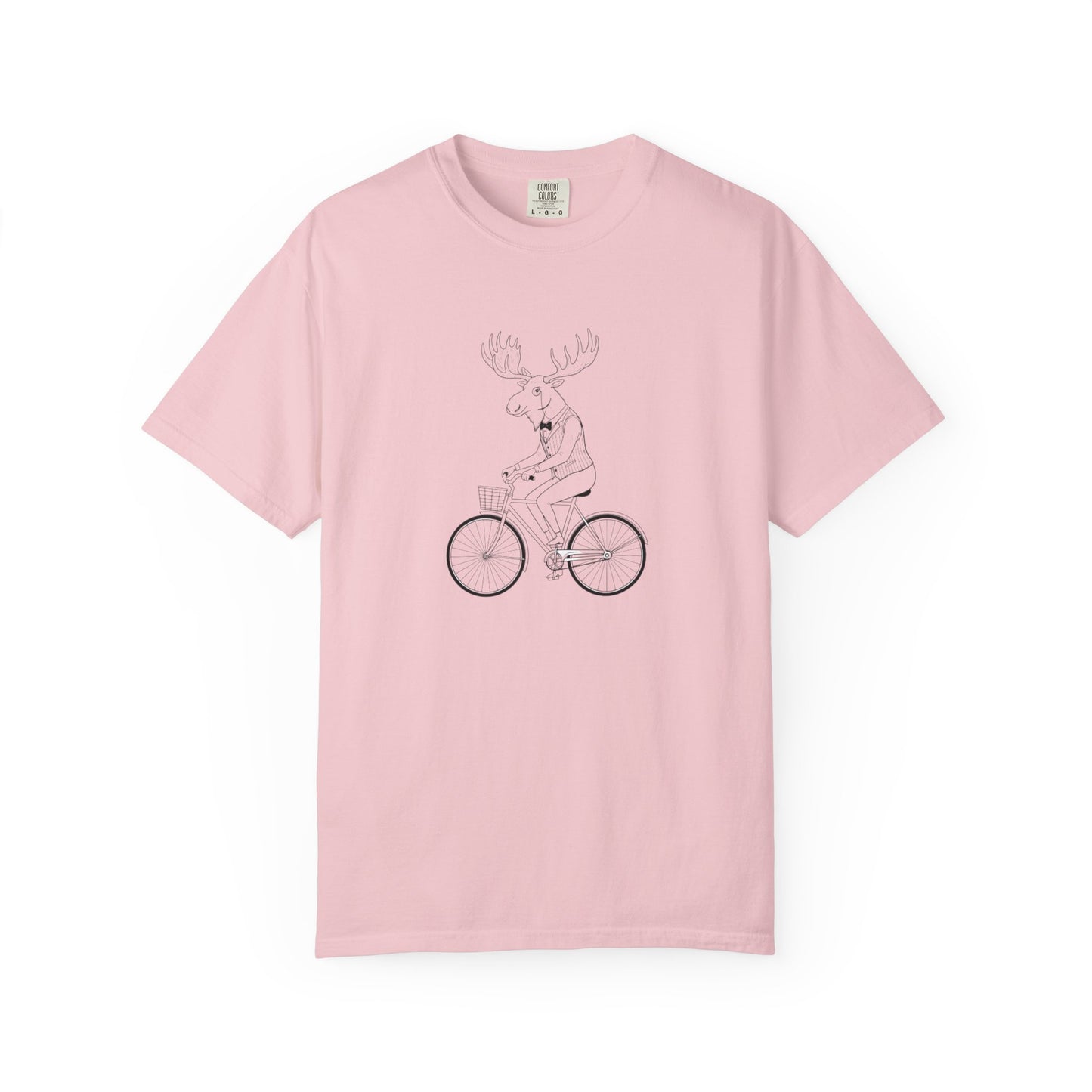 Funny Moose Riding Bike T-shirt | Novelty Animal Cycling Tee