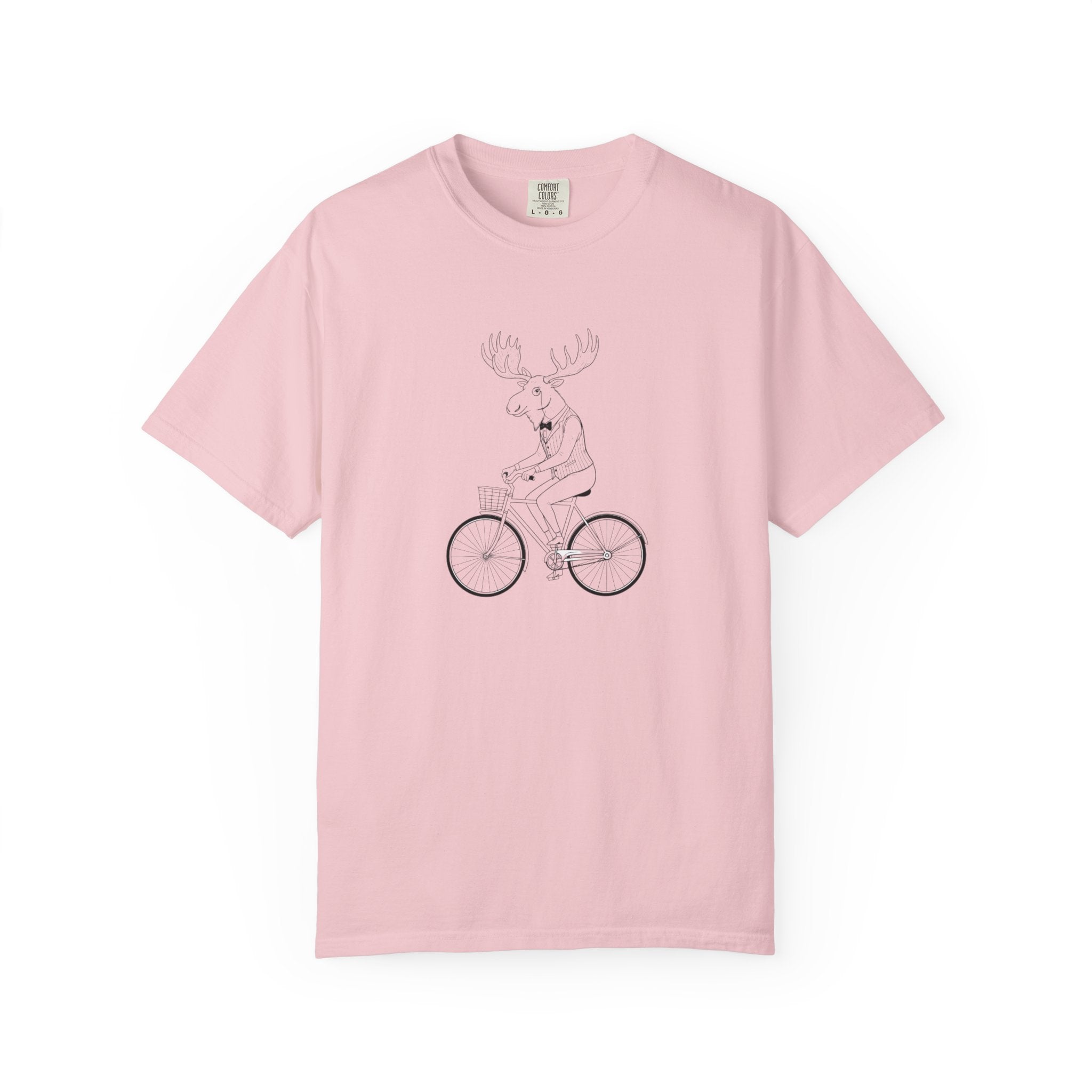 Funny Moose Riding Bike T-shirt | Novelty Animal Cycling Tee
