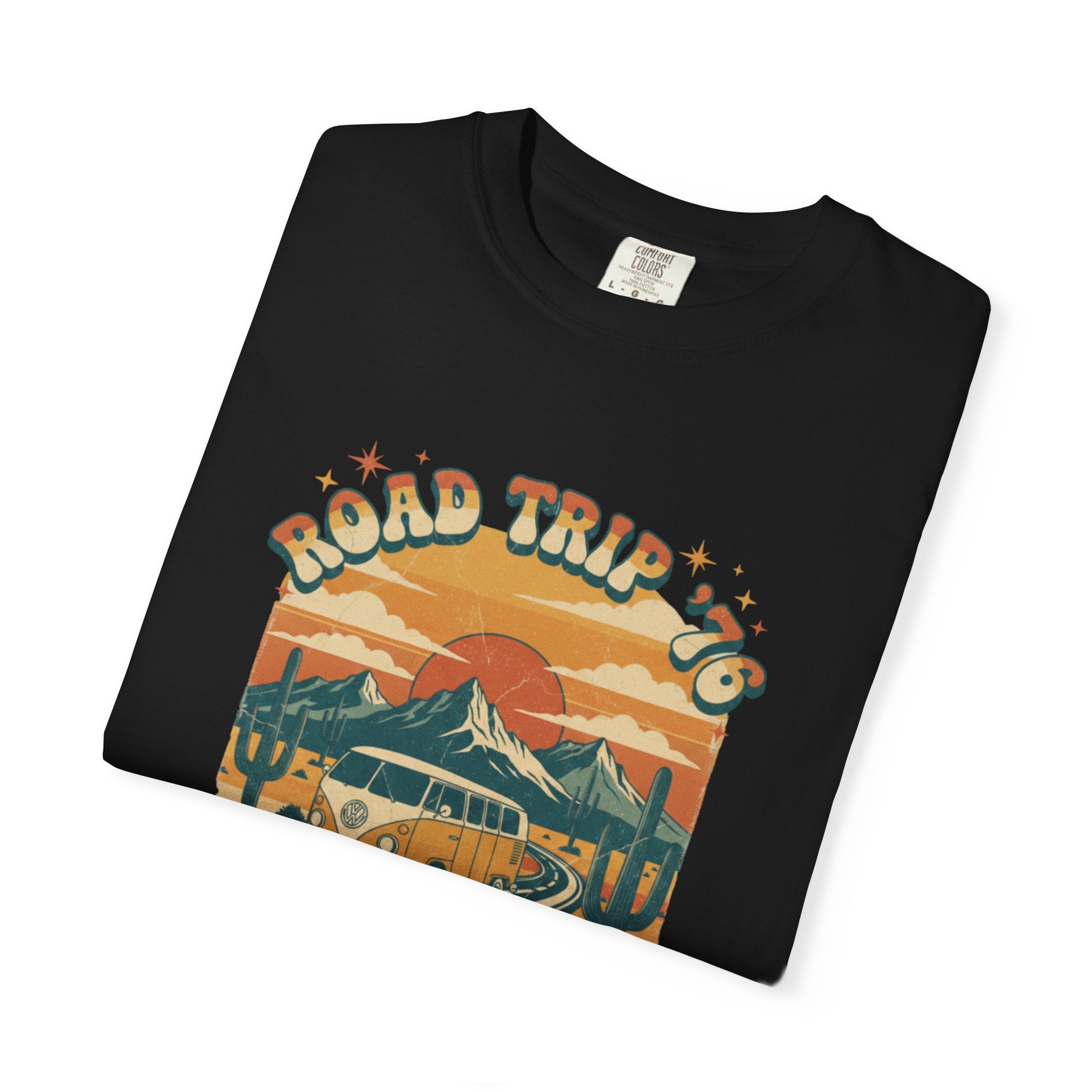 Road Trip '76 T-shirt | Vintage Camper Van Sunset Graphic