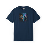 Cyberpunk Cat Sushi T-shirt | Neon Japan Noir