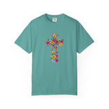 Floral Cross T-shirt | Colorful Flower Cross Tee, Christian Faith Shirt