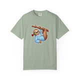 Sloth with Rose on Branch T-shirt | Cute Relaxed Animal Tee
