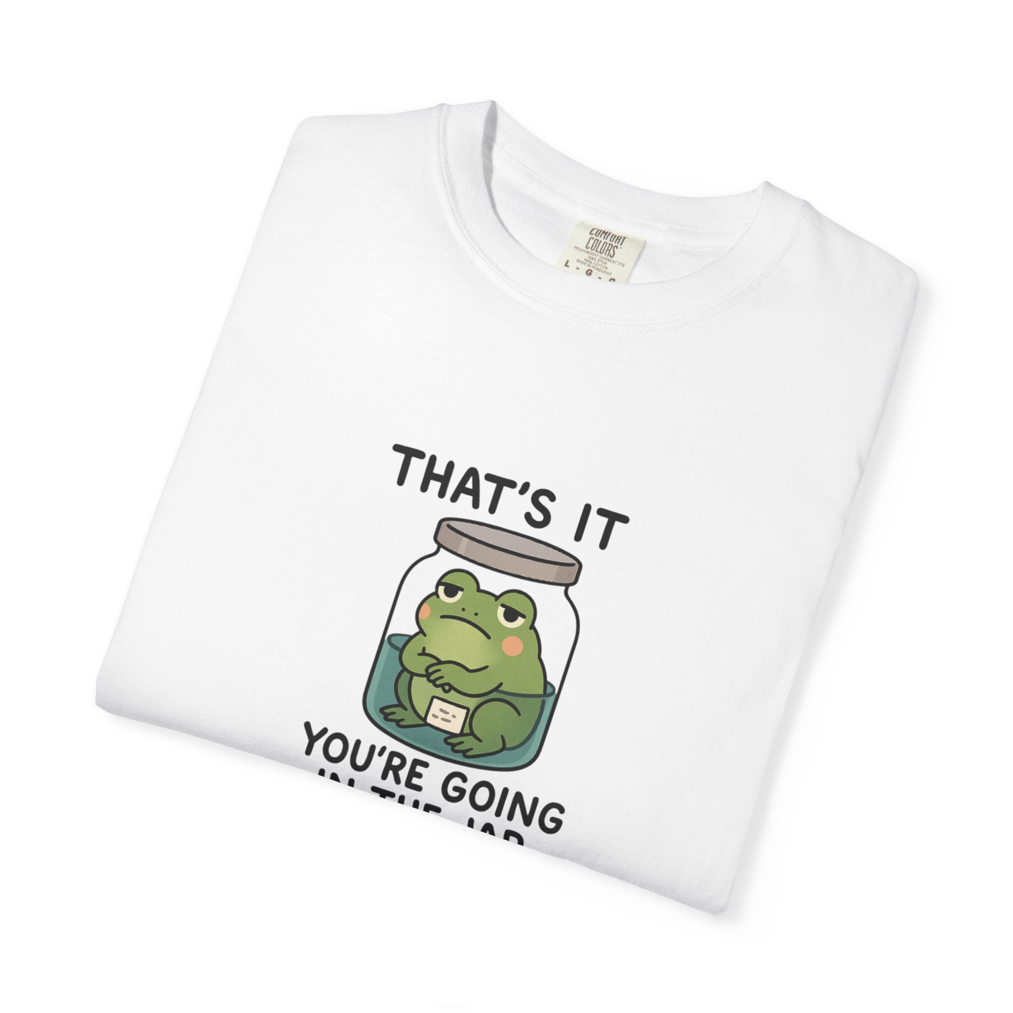 Glass Jar Frog Illustration T-shirt | Frog in Water Jar