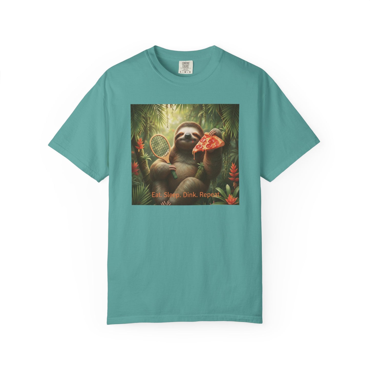 Sloth with Pizza and Pickleball Racket T-shirt | Eat Sleep Drink Repeat