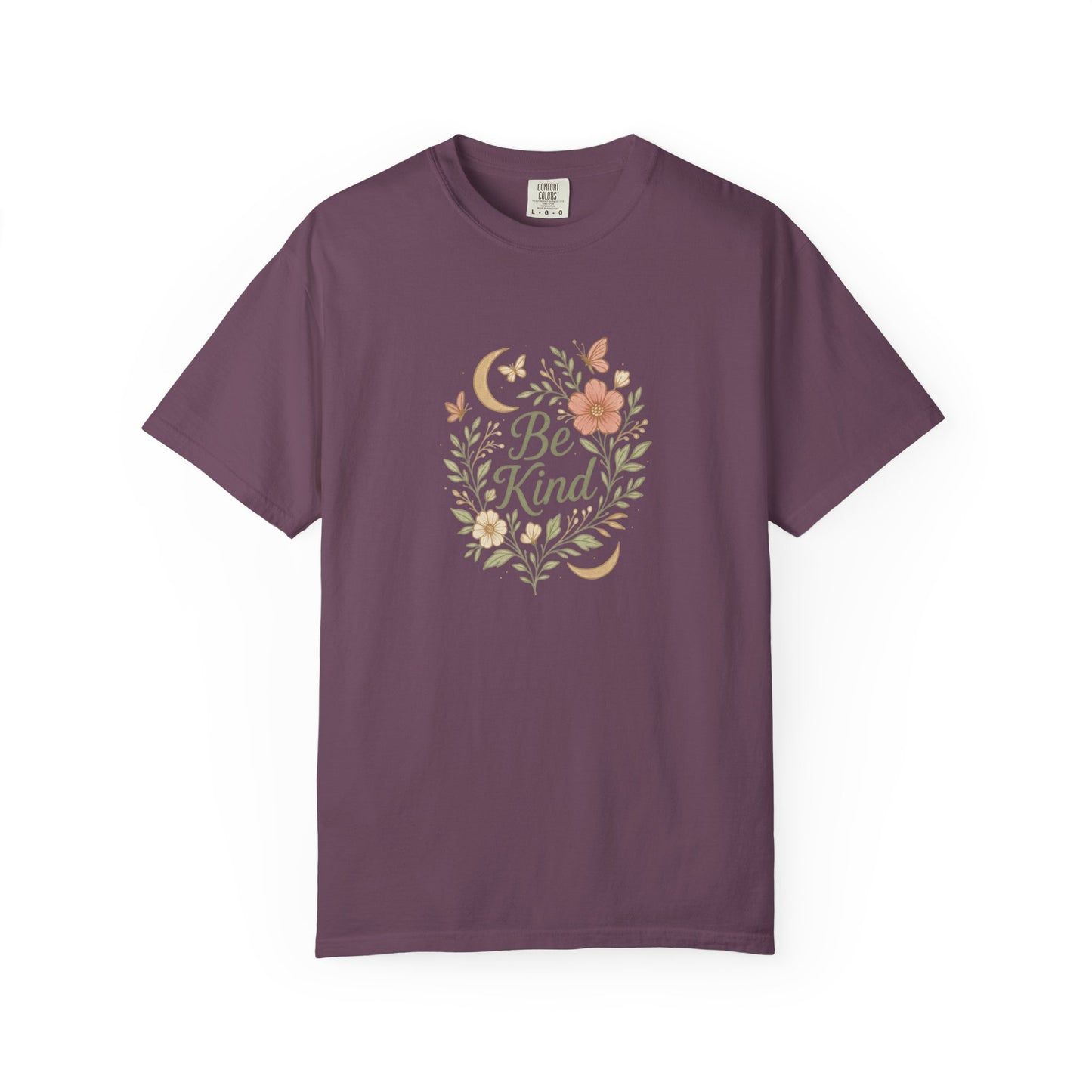 Be Kind Floral Wreath T-Shirt | Positive Quote, Boho Botanical Design