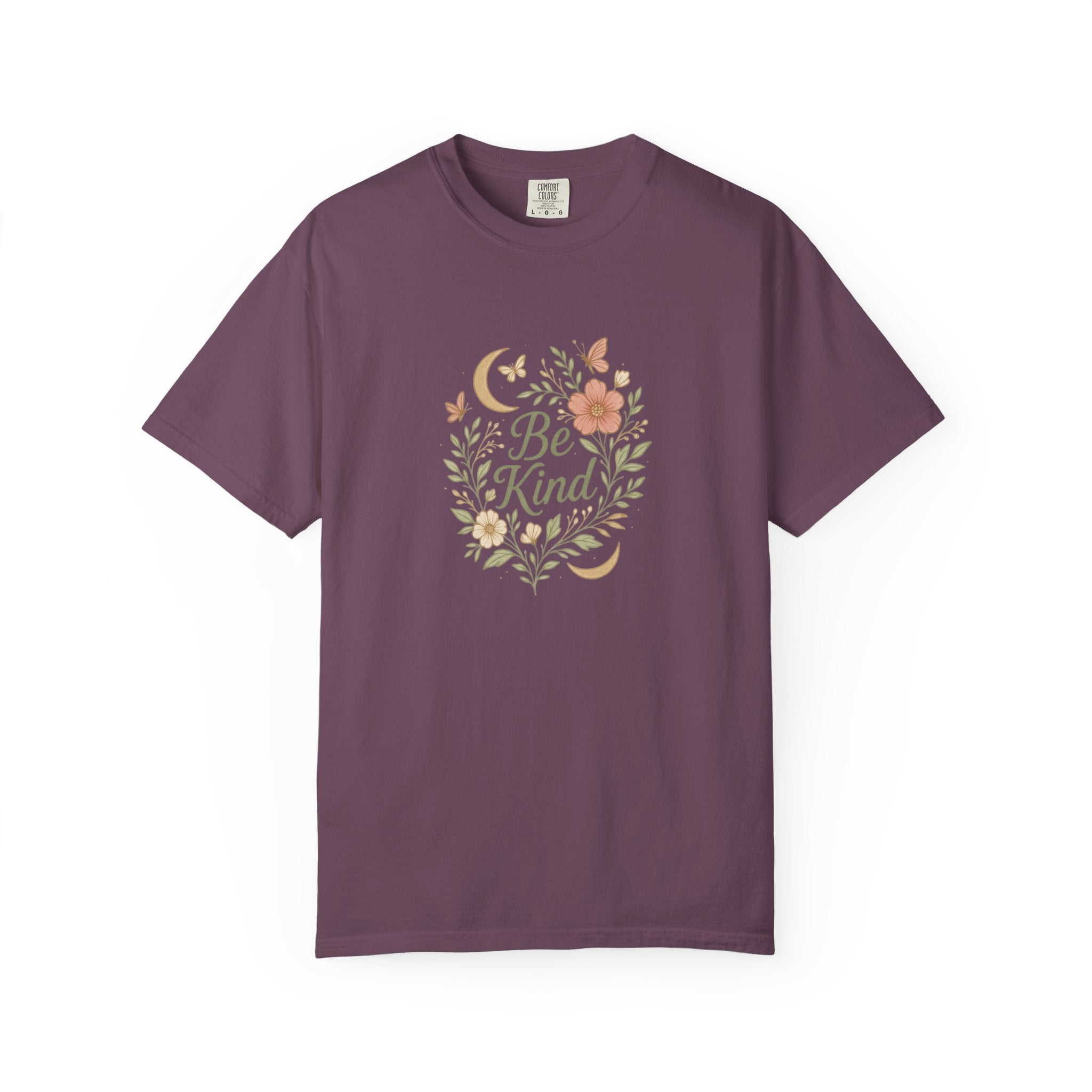 Be Kind Floral Wreath T-Shirt | Positive Quote, Boho Botanical Design