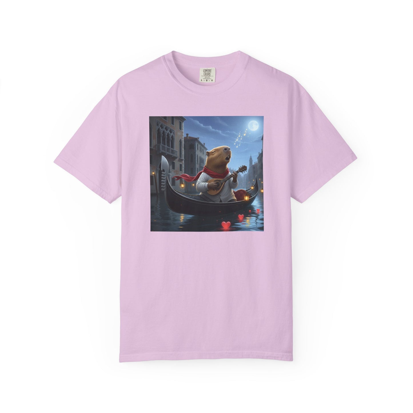 Capybara Gondolier Venice Night T-shirt | Romantic Venetian Canal Illustration