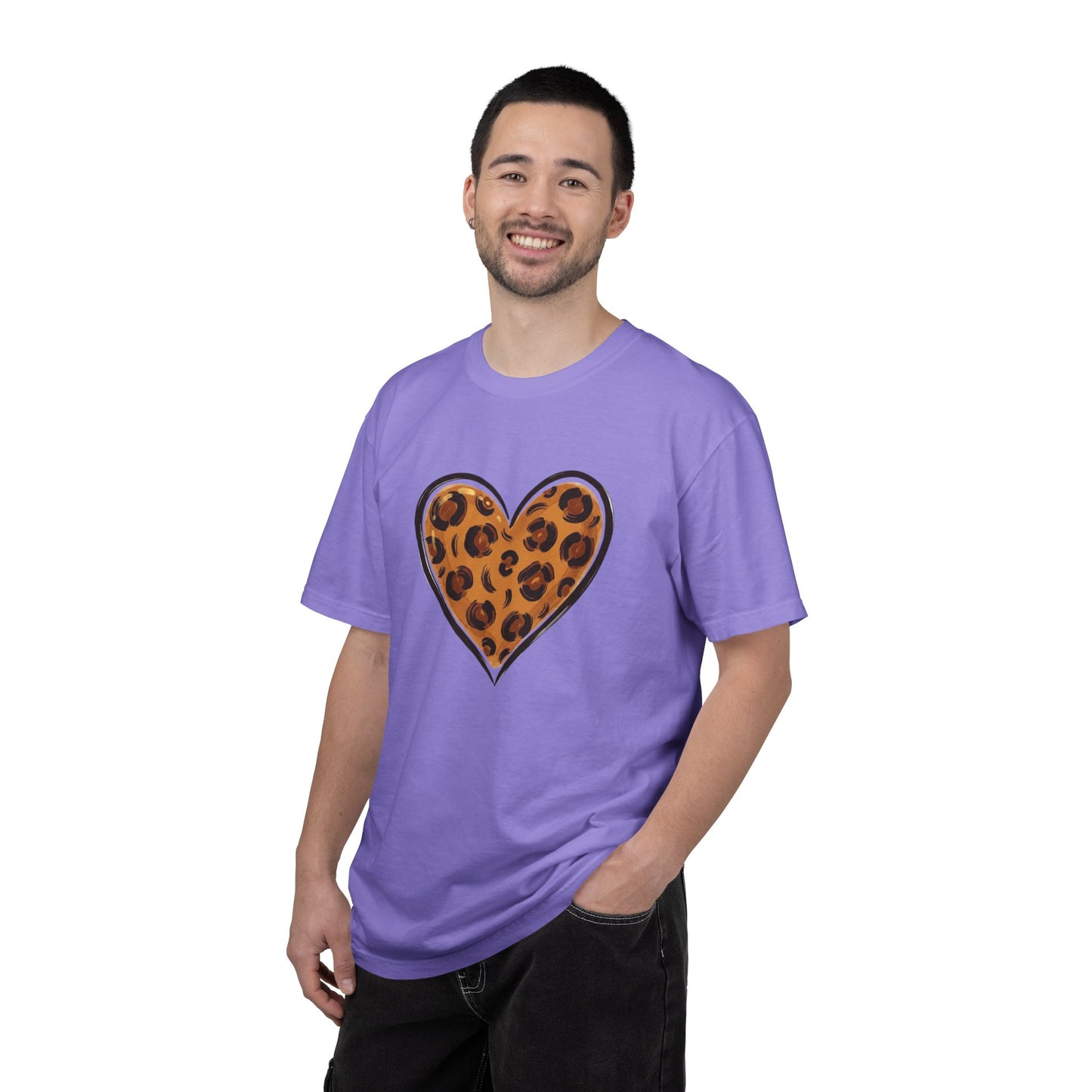 Leopard Print Heart T-shirt | Animal Print Heart Tee