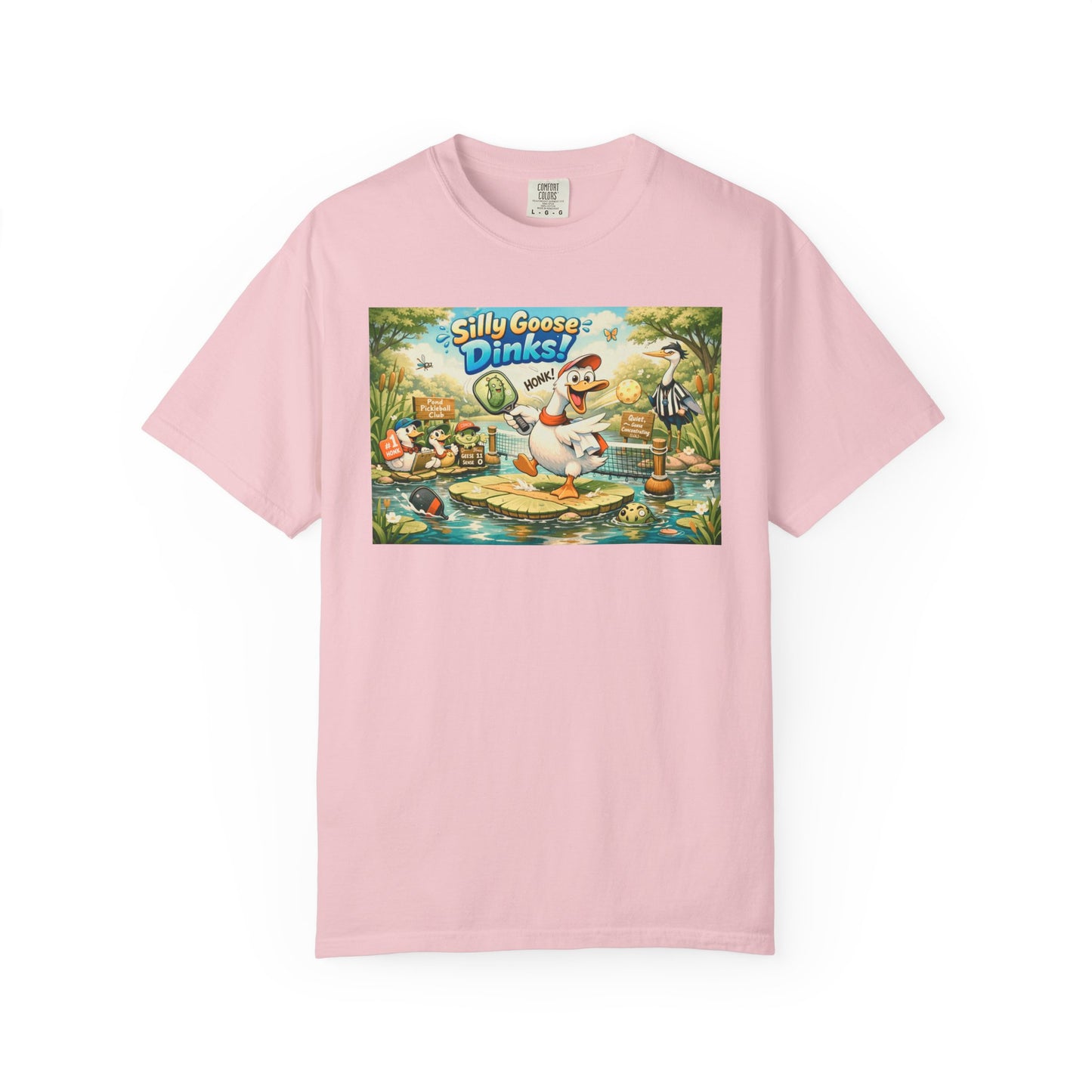 Silly Goose Dinks Cartoon Goose T-Shirt | Vintage Picnic Pond Illustration