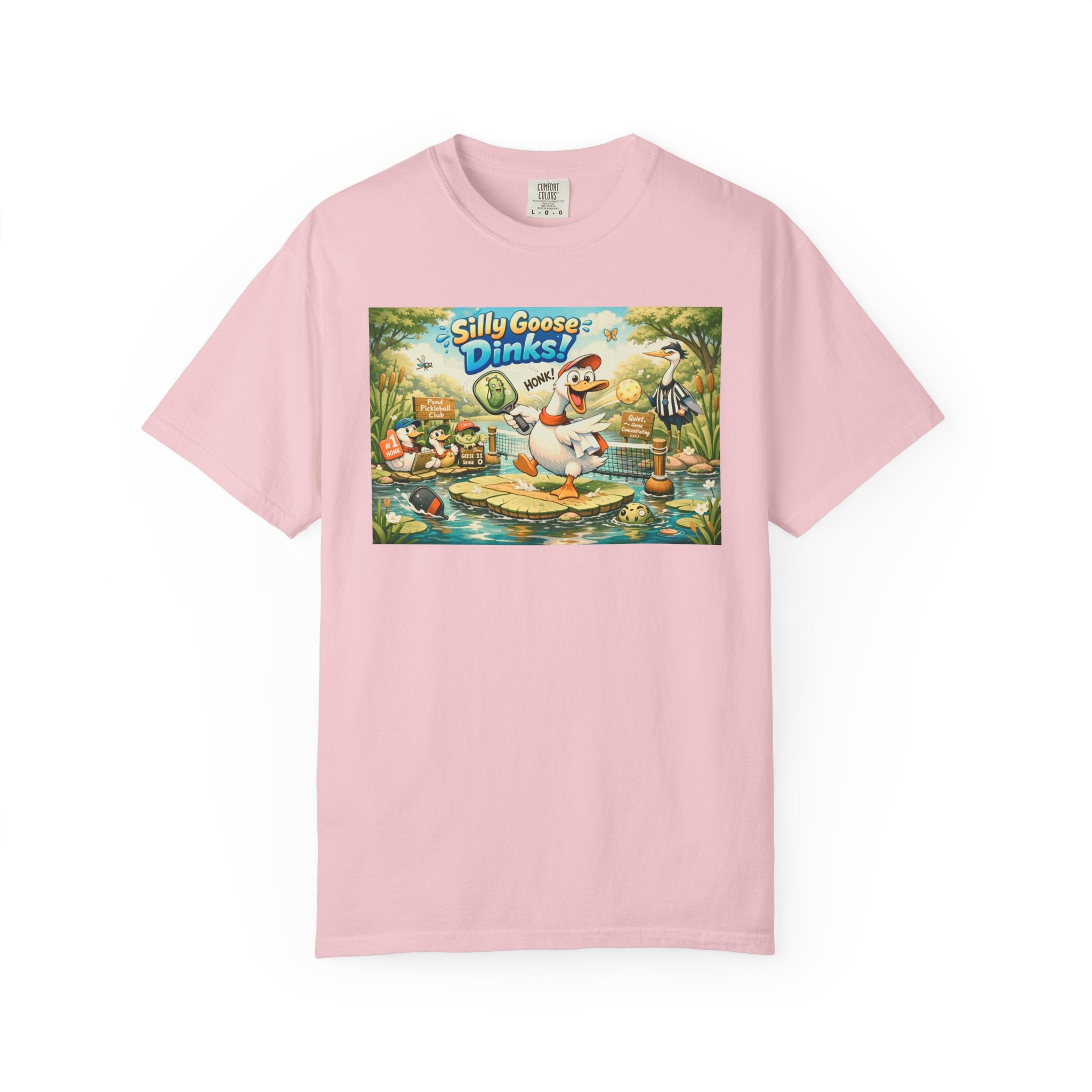Silly Goose Dinks Cartoon Goose T-Shirt | Vintage Picnic Pond Illustration