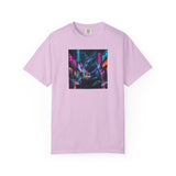 Neon Cyberpunk Capybara Cityscape T-Shirt | Futuristic Night Street Art
