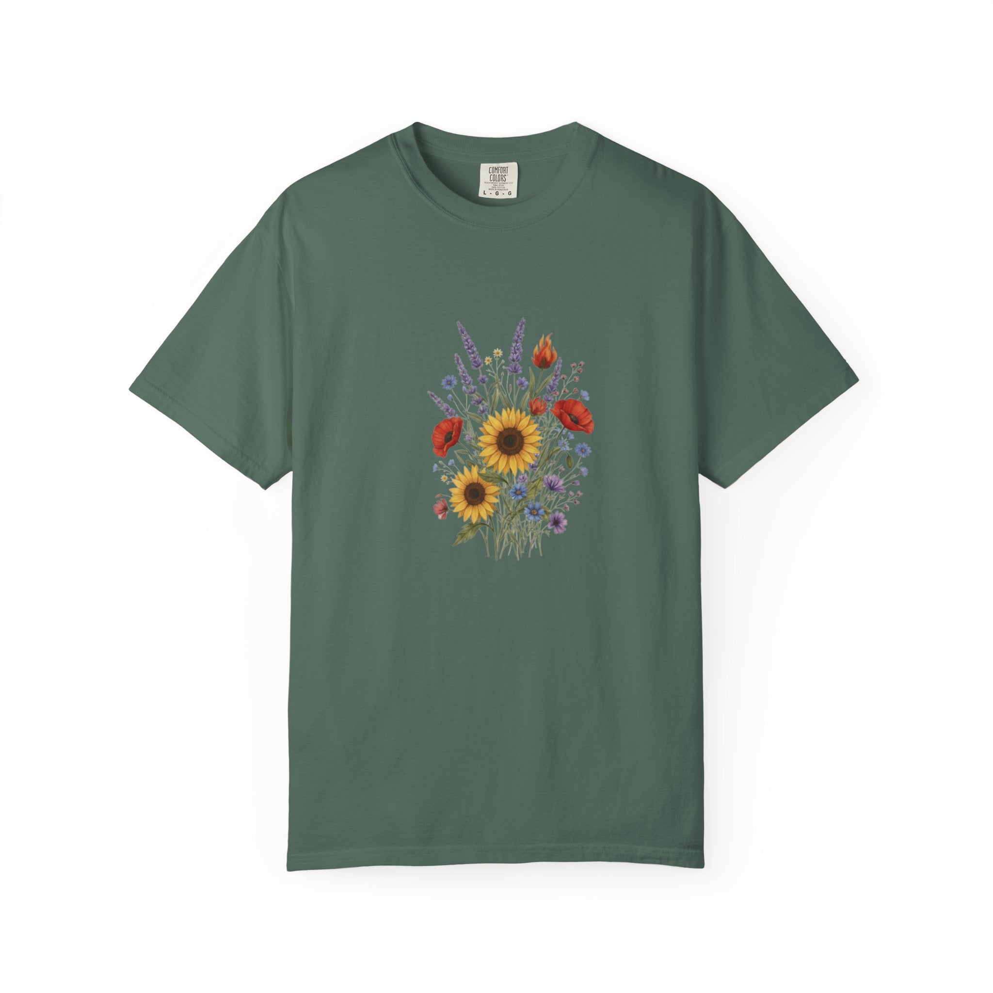 Sunflower and Wildflower Bouquet T-Shirt | Floral Botanical Garden Tee