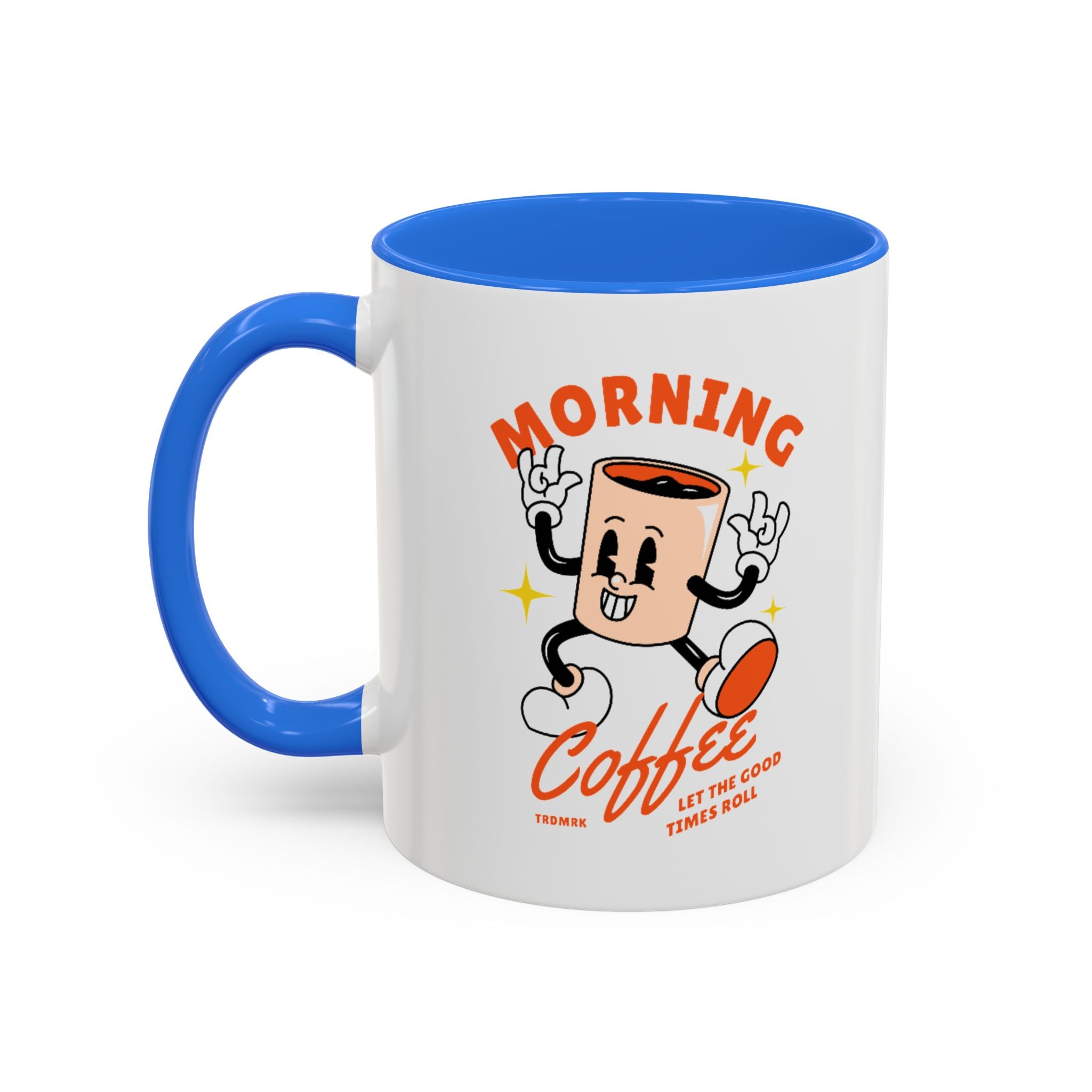 Morning Coffee Mug | Retro Cartoon Coffee Cup, Colorful Ceramic