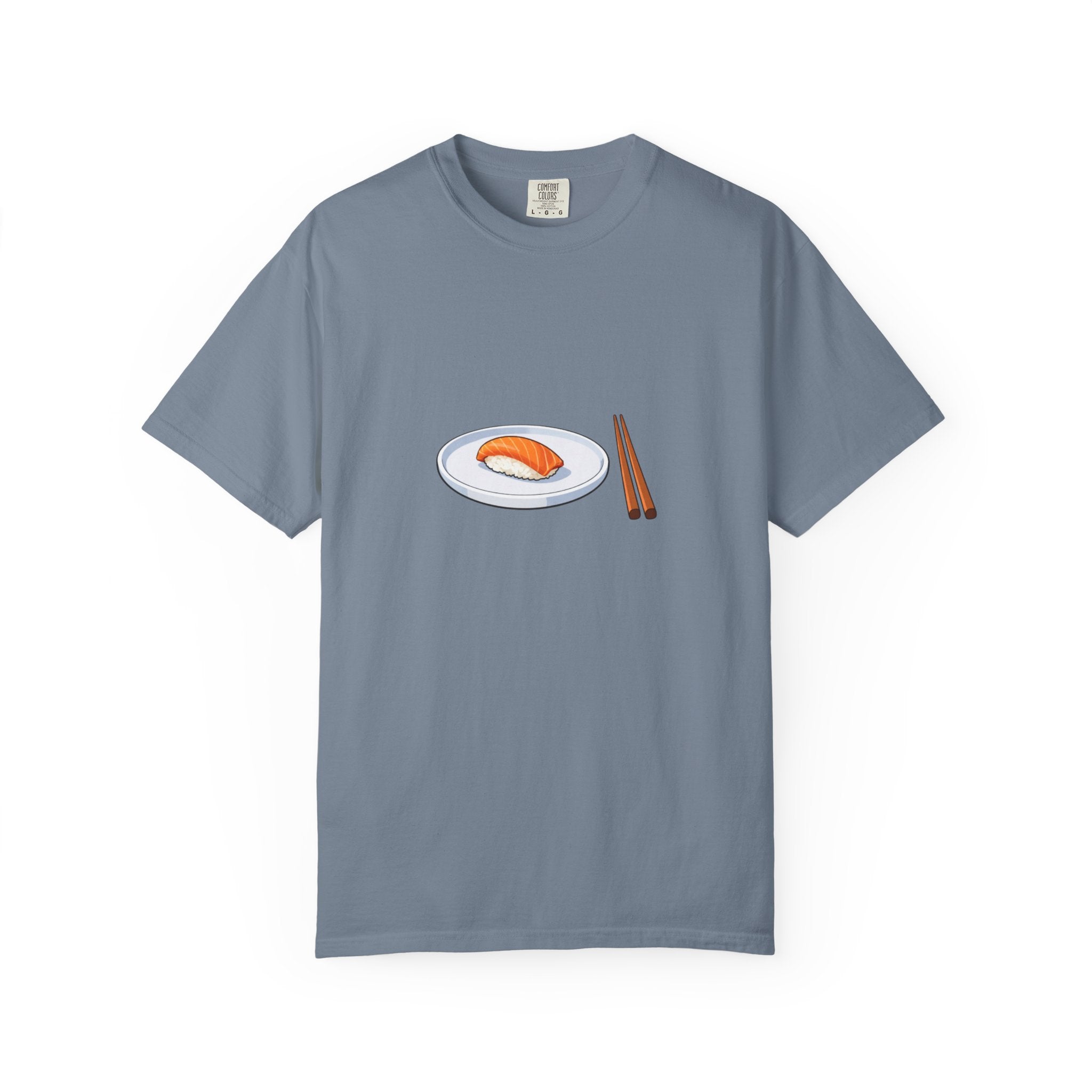 Salmon Nigiri Sushi plate with chopsticks T-shirt | sushi tee