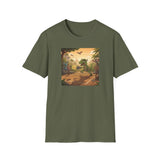Jurassic Pickleball Club | Retro Tropical Dino Illustration T-Shirt