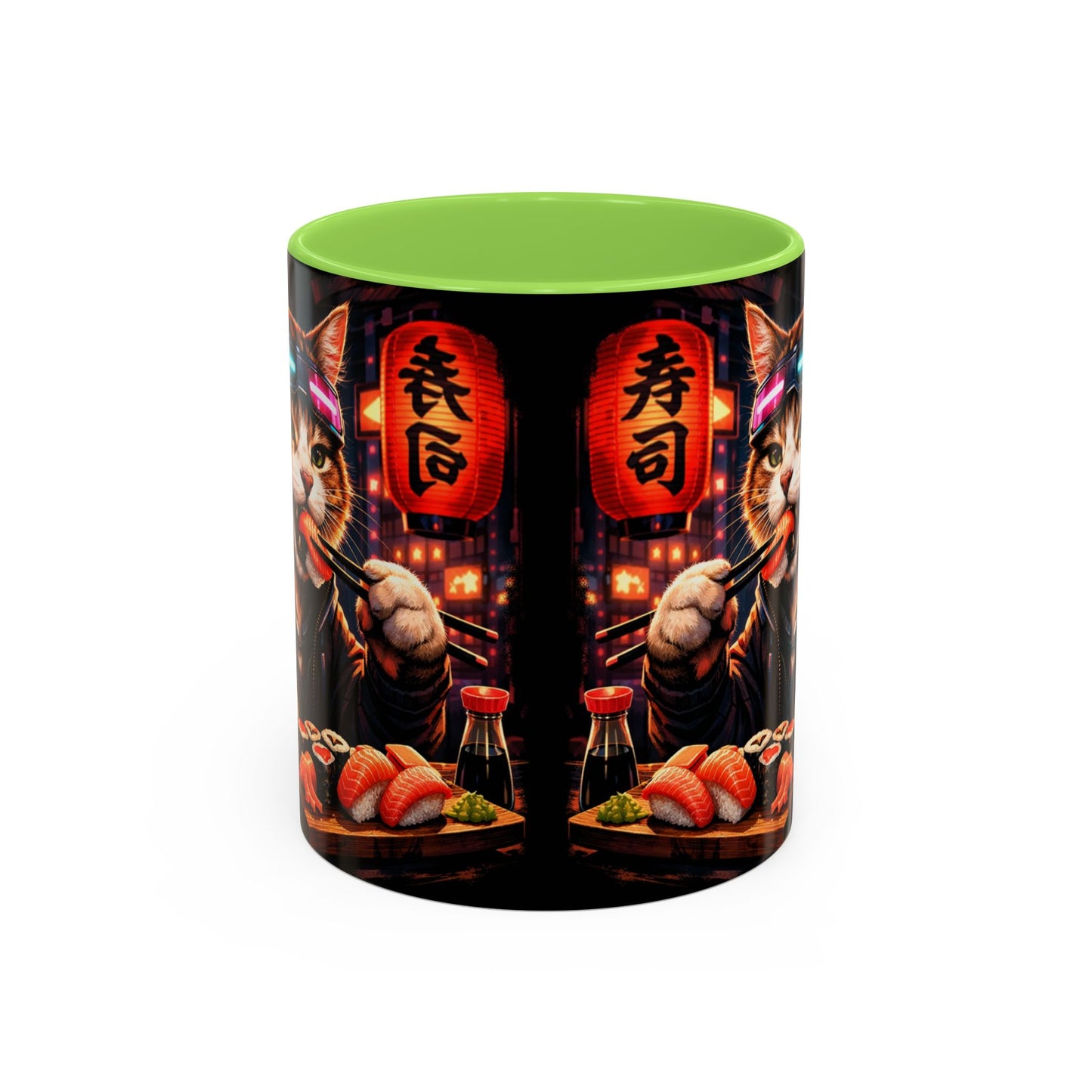 Cyberpunk Sushi Cat Mug | 11oz 15oz Ceramic Coffee Cup