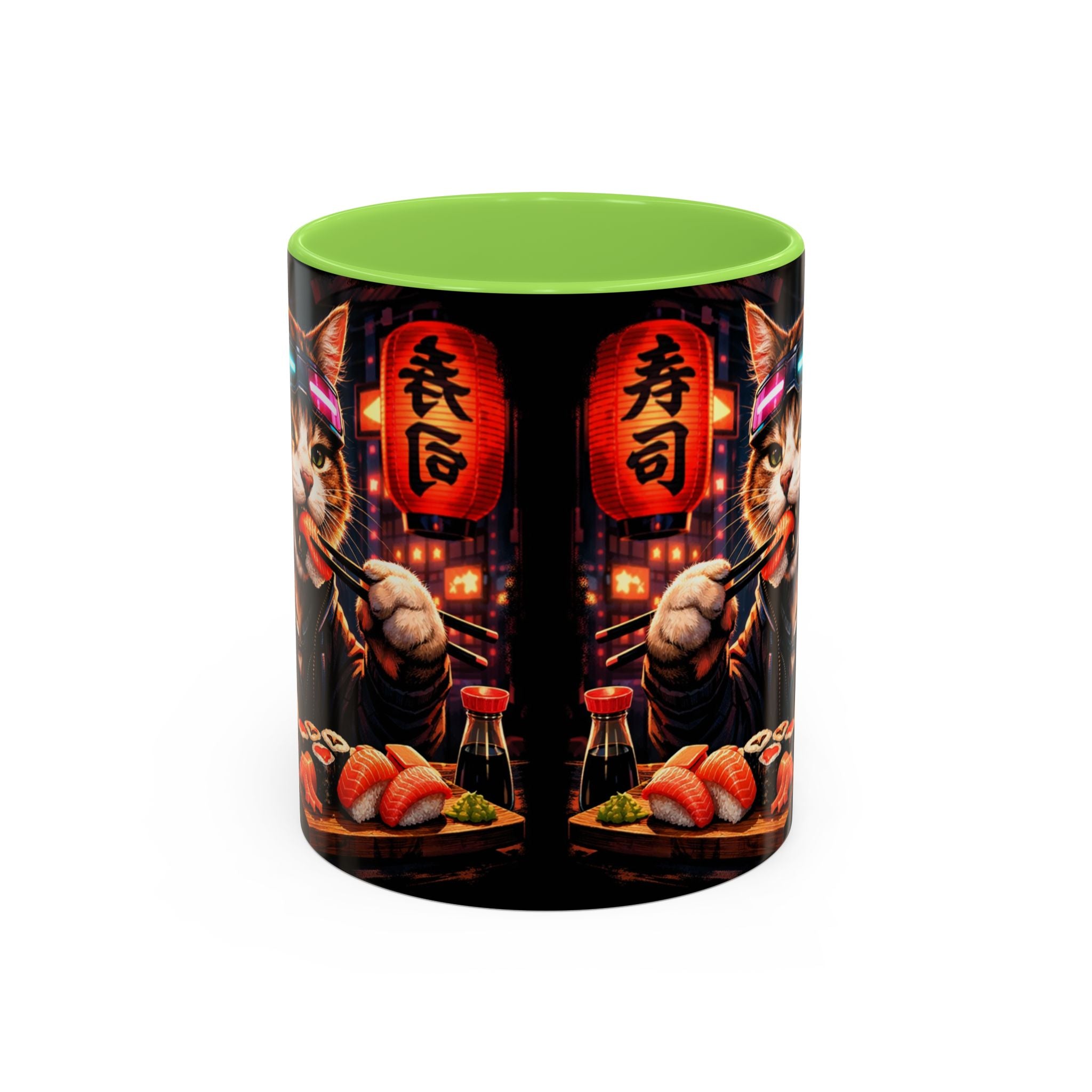 Cyberpunk Sushi Cat Mug | 11oz 15oz Ceramic Coffee Cup