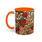 Vintage Cherry Strawberry Pattern Accent Mug | 11oz 15oz