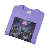 Feline Groove DJ Cat Illustration T-Shirt | Retro Neon Club Scene
