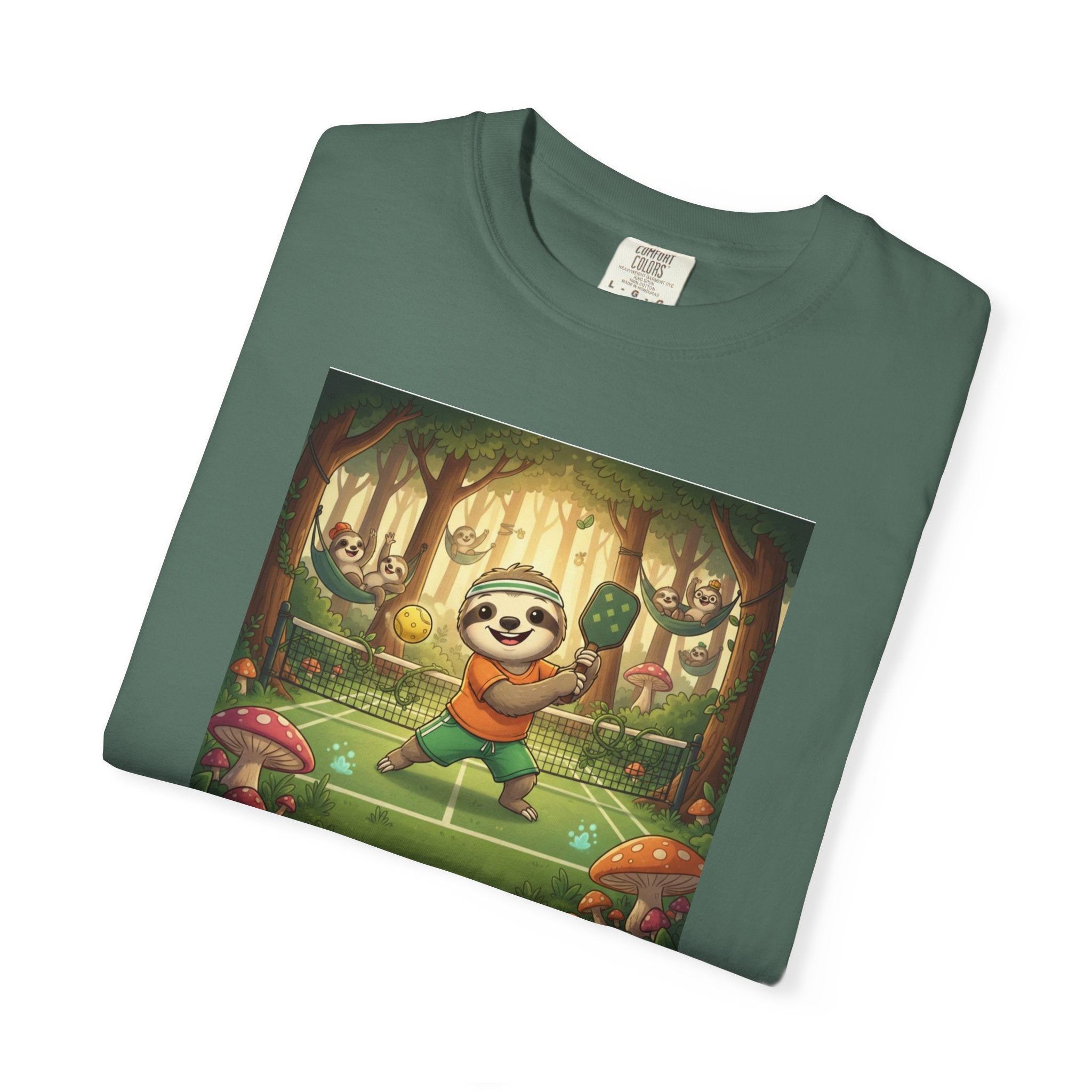 Sloth Pickleball Illustration T-shirt | Whimsical Forestcore Slow Living