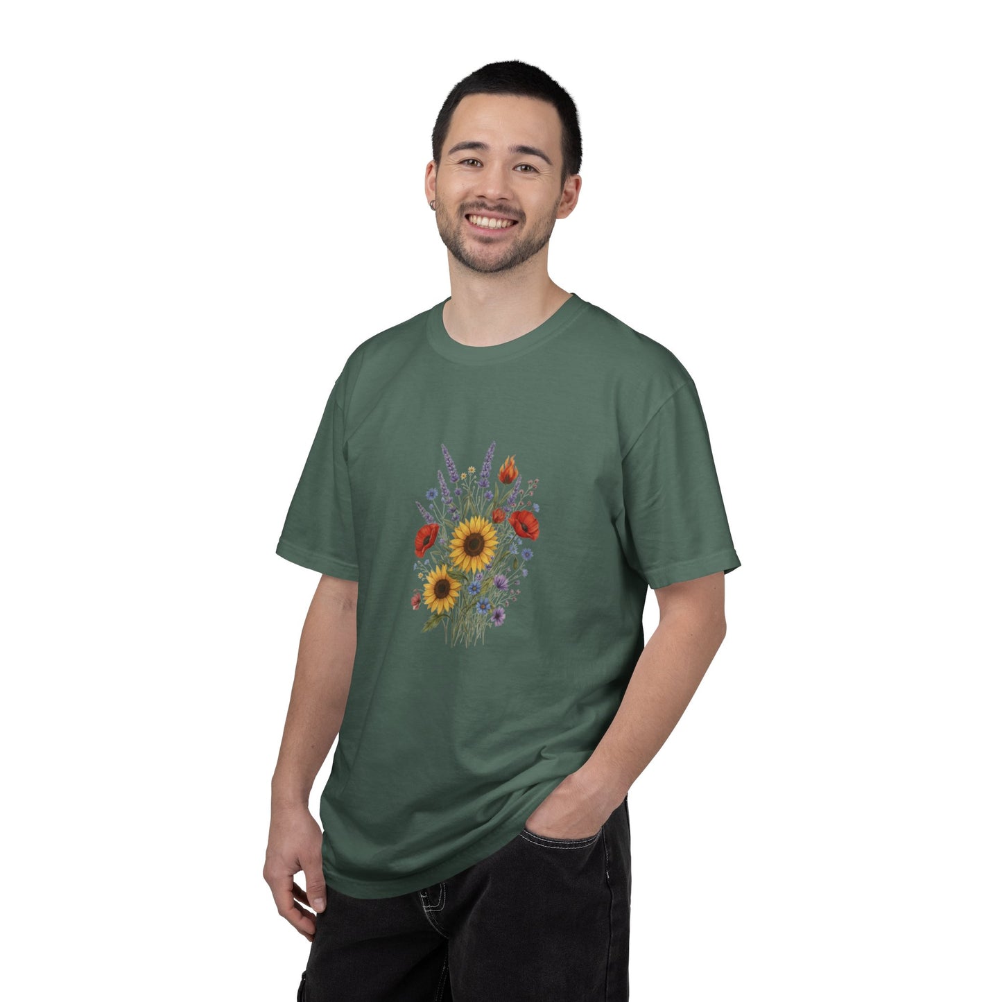 Sunflower and Wildflower Bouquet T-Shirt | Floral Botanical Garden Tee