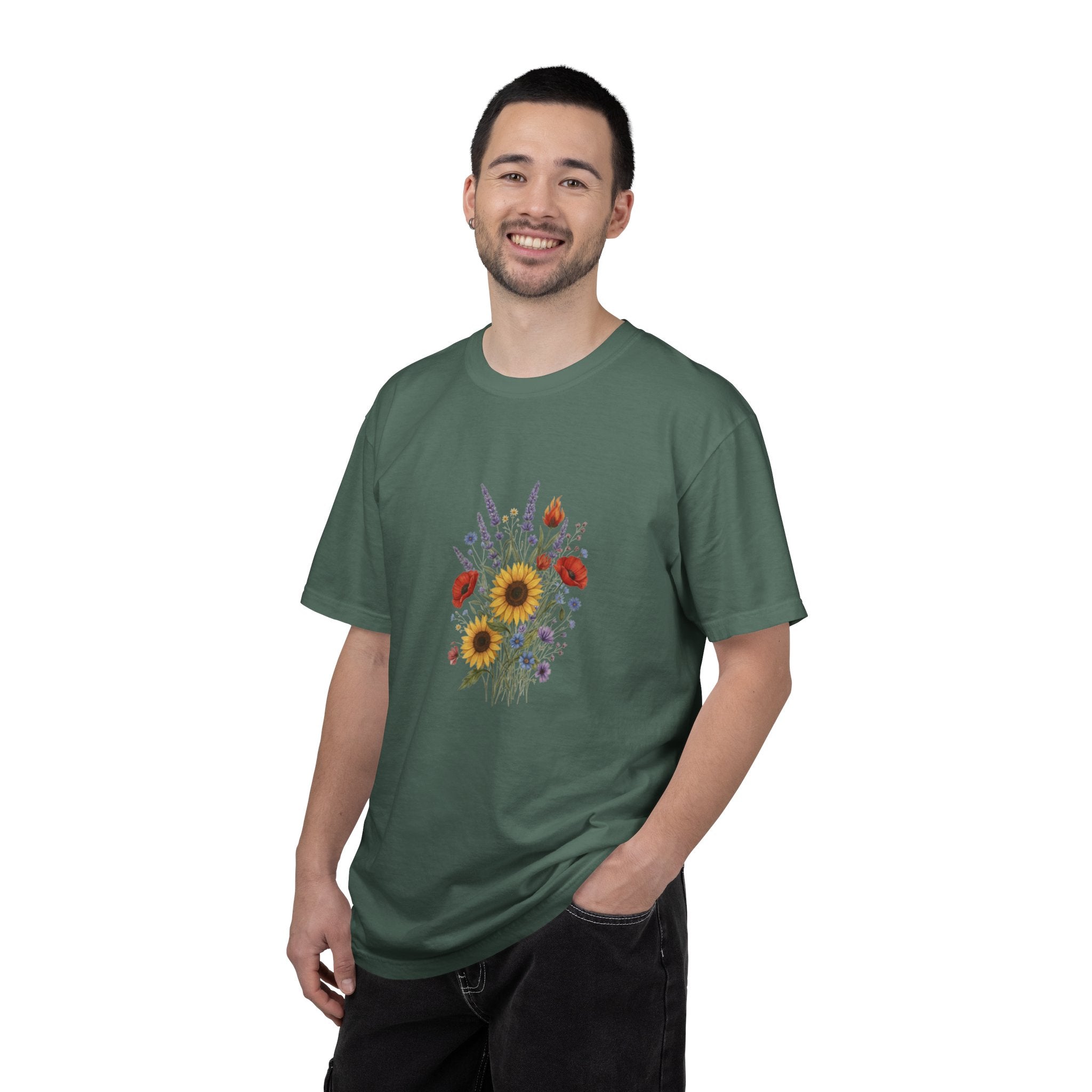 Sunflower and Wildflower Bouquet T-Shirt | Floral Botanical Garden Tee