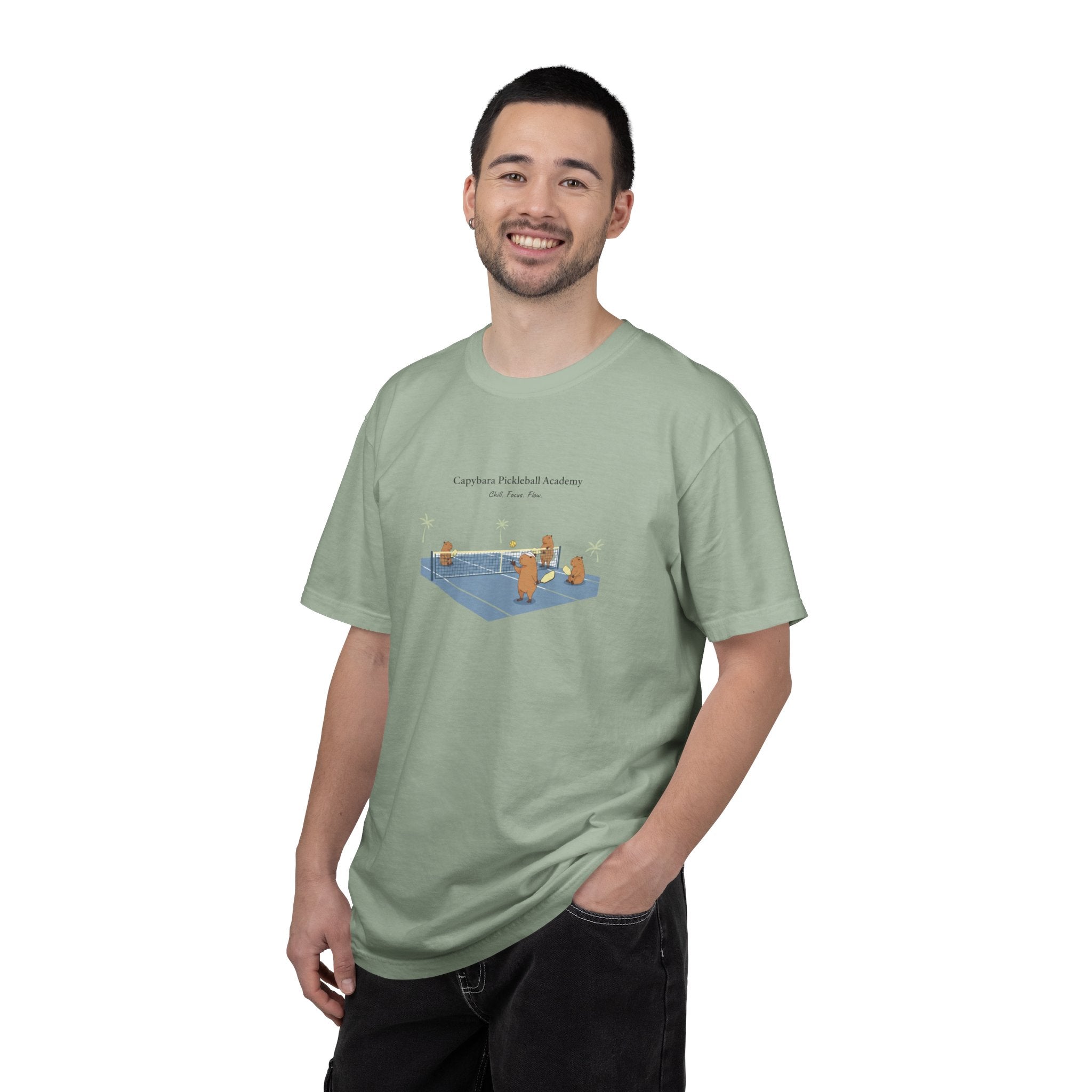 Capybara Pickleball Academy T-shirt | Capybara Cartoon Pickleball Design
