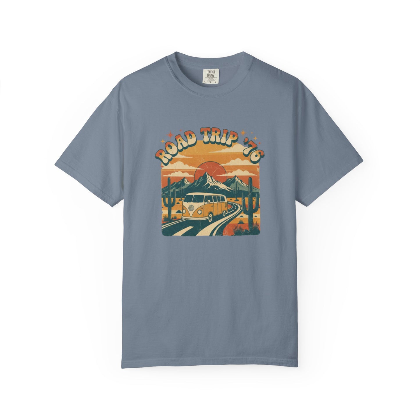 Road Trip '76 T-shirt | Vintage Camper Van Sunset Graphic