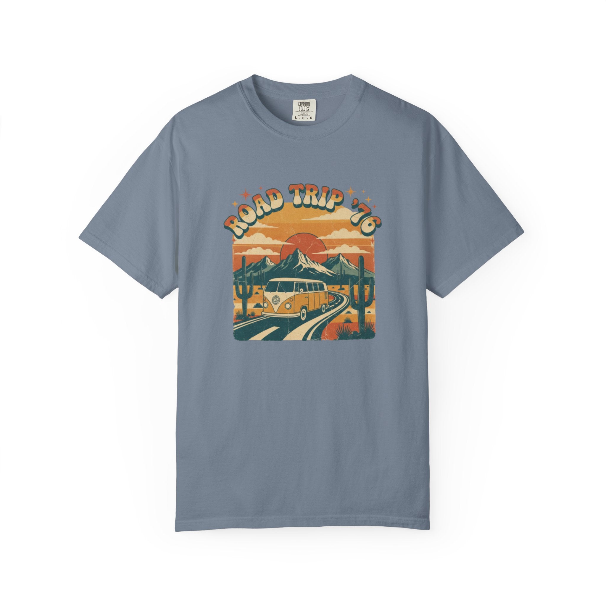 Road Trip '76 T-shirt | Vintage Camper Van Sunset Graphic