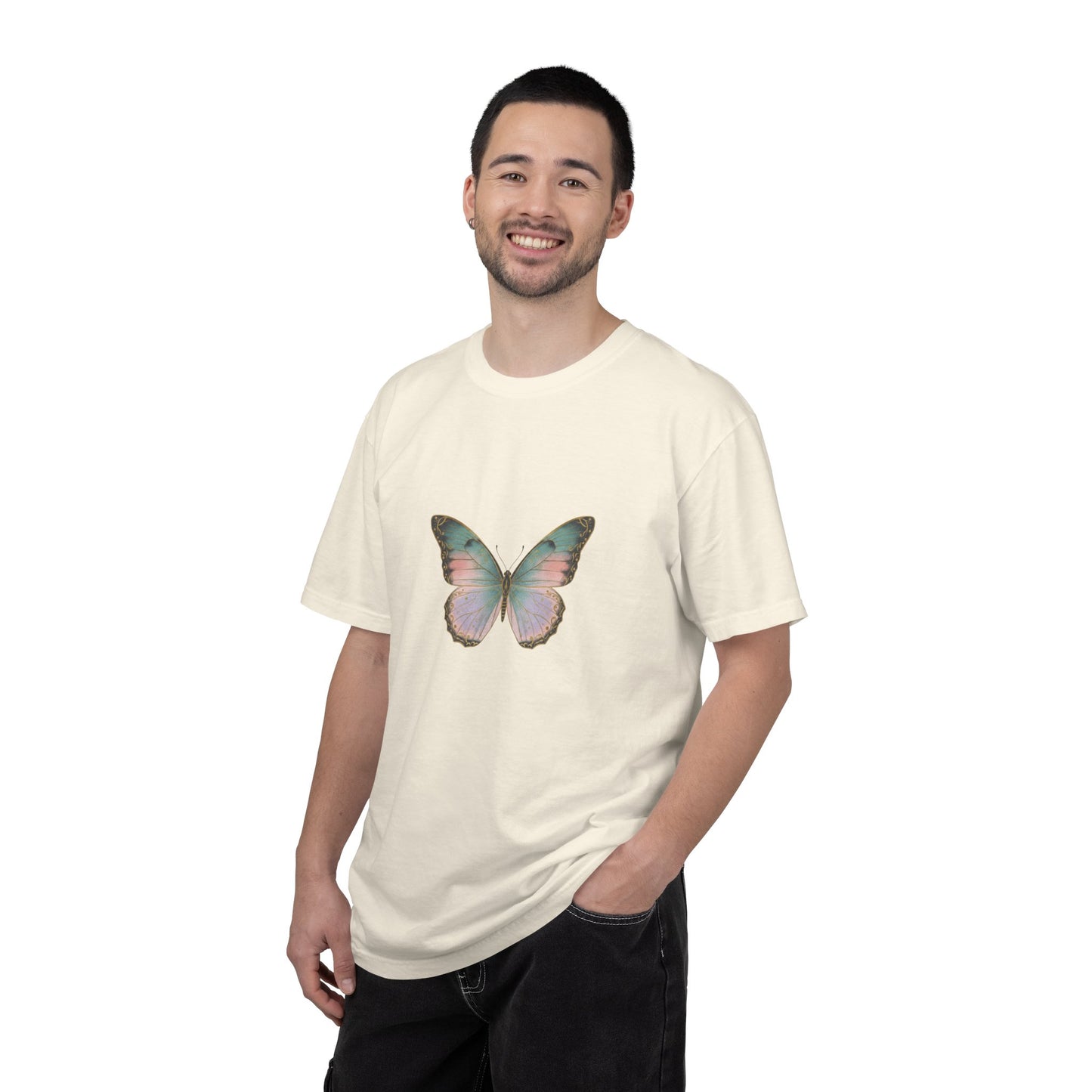 Retro 70s Vacation Butterfly T-shirt | Distressed Orange Teal Wings