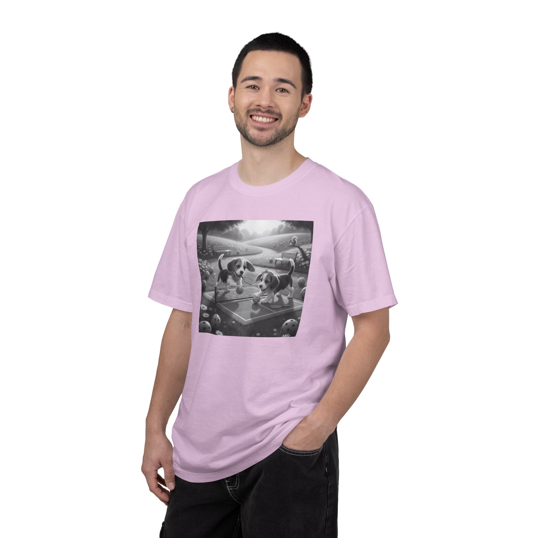 Pickleball Beagle Puppies T-shirt | Monochrome Dog Art