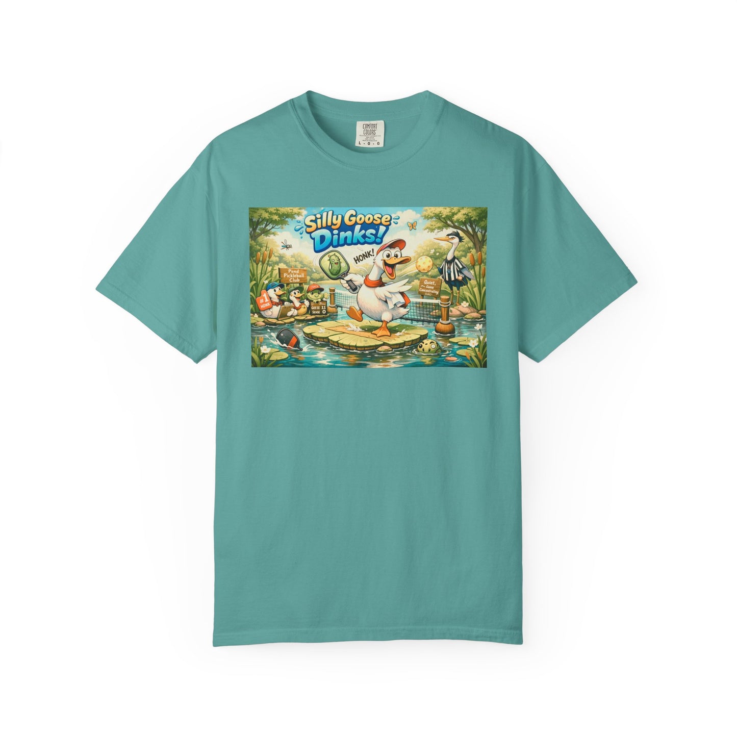 Silly Goose Dinks Cartoon Goose T-Shirt | Vintage Picnic Pond Illustration