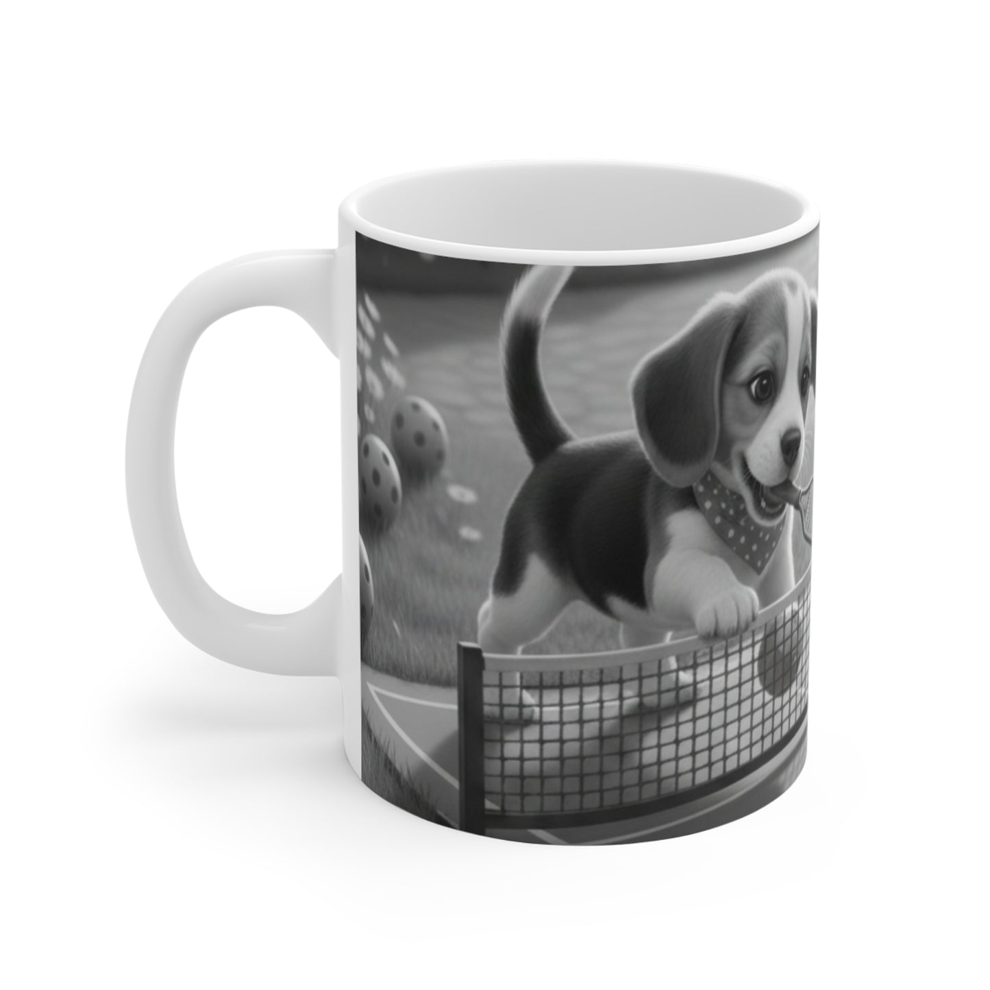Pickleball Beagle Puppies Mug | Cute Dog Sports Coffee Tea Cup