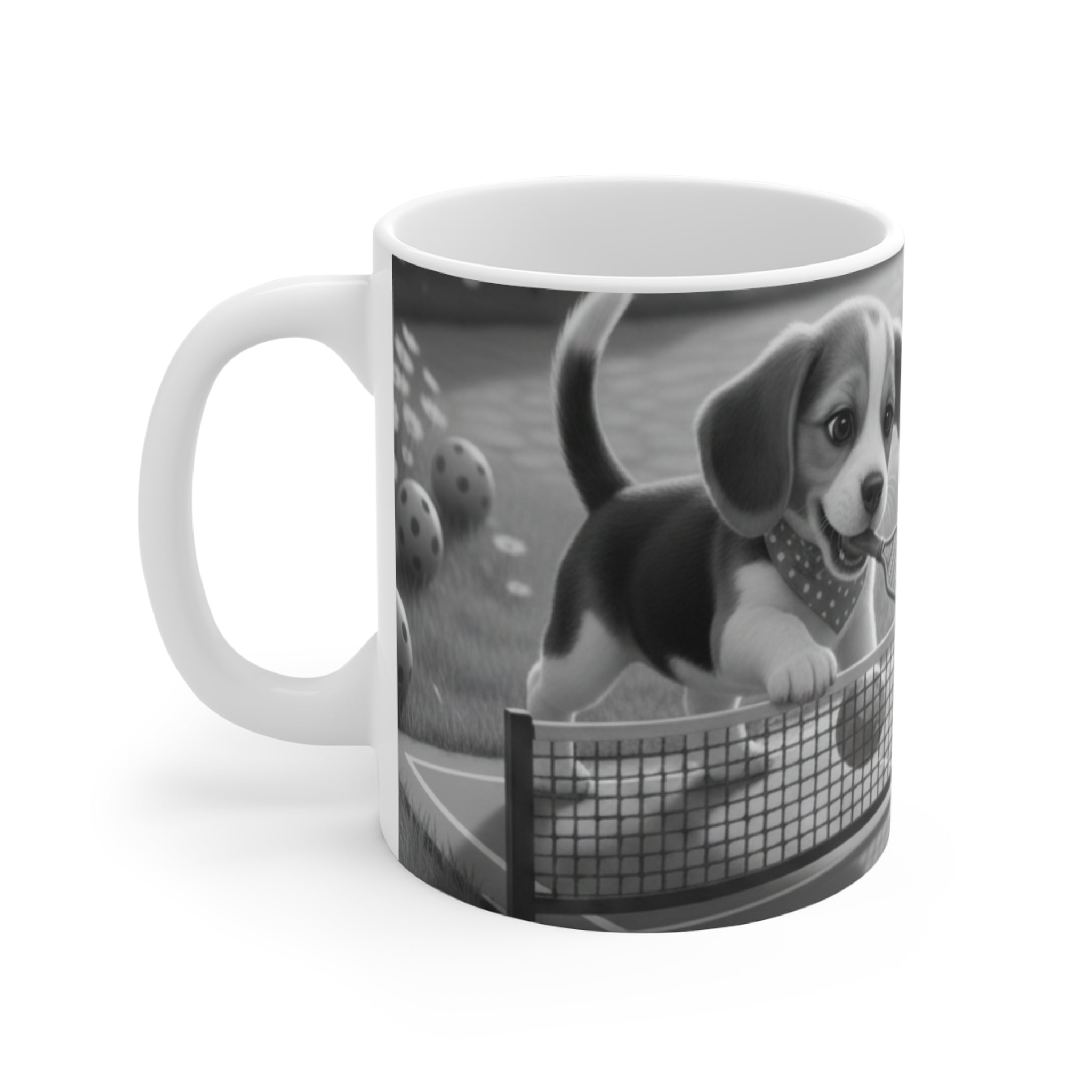 Pickleball Beagle Puppies Mug | Cute Dog Sports Coffee Tea Cup