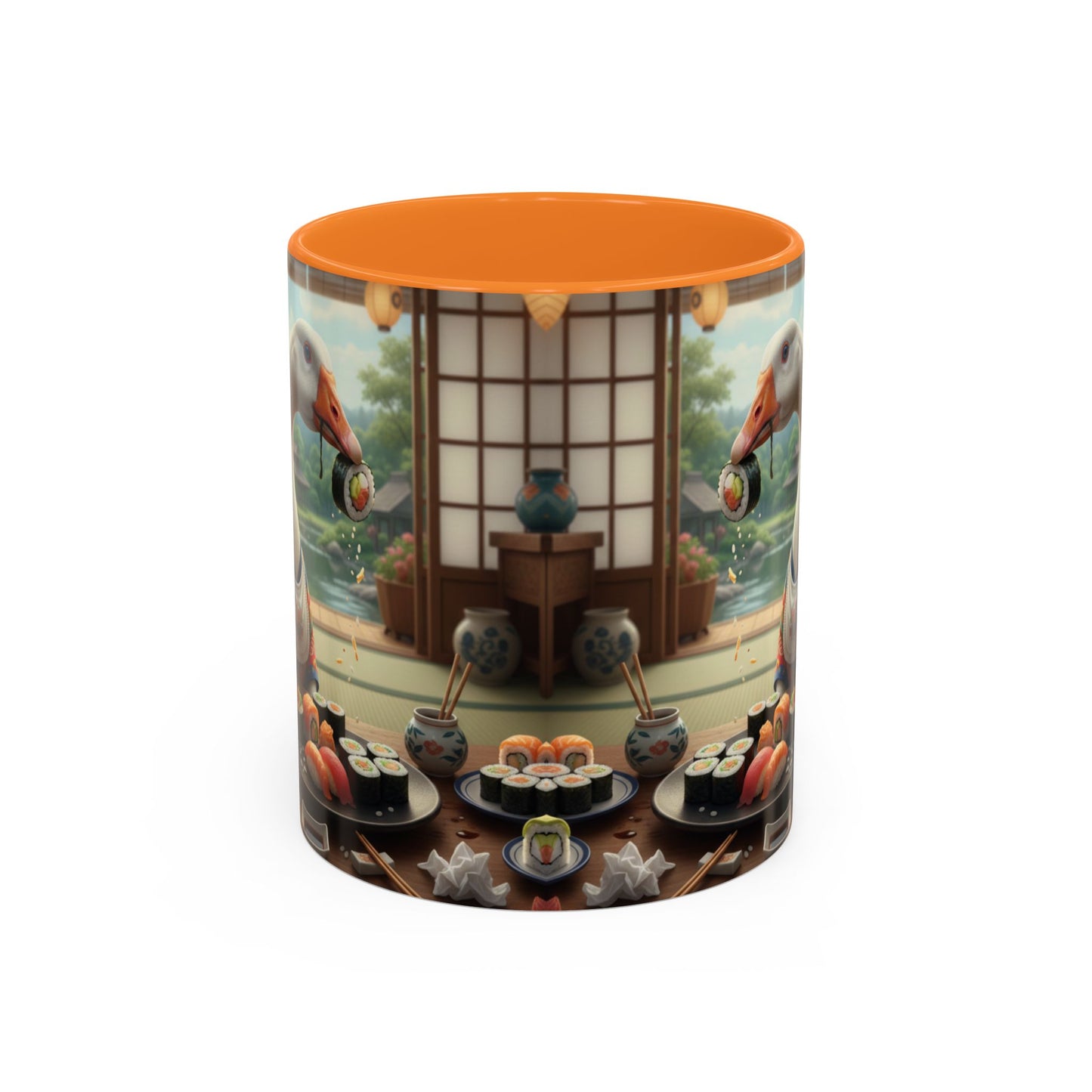 Goose with Sushi Mug | Japanese Tea Room Illustration