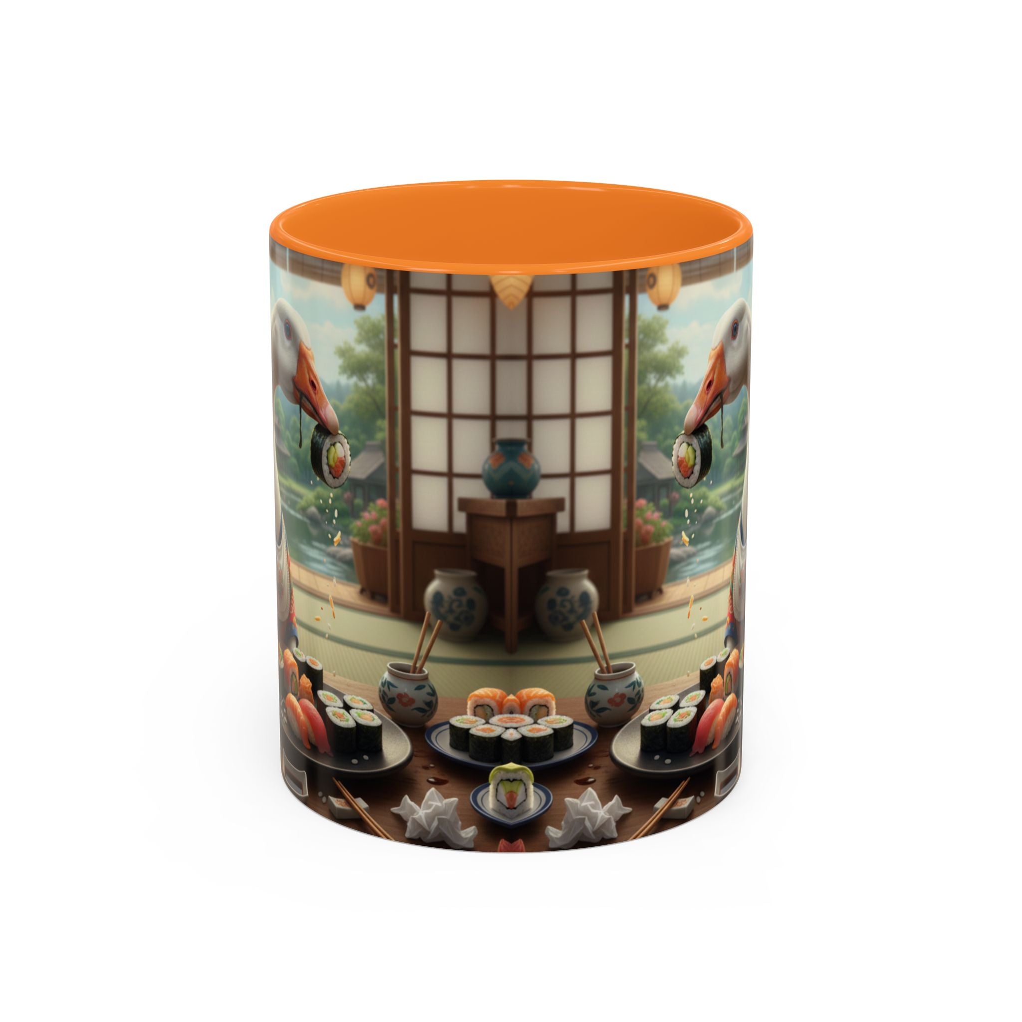 Goose with Sushi Mug | Japanese Tea Room Illustration