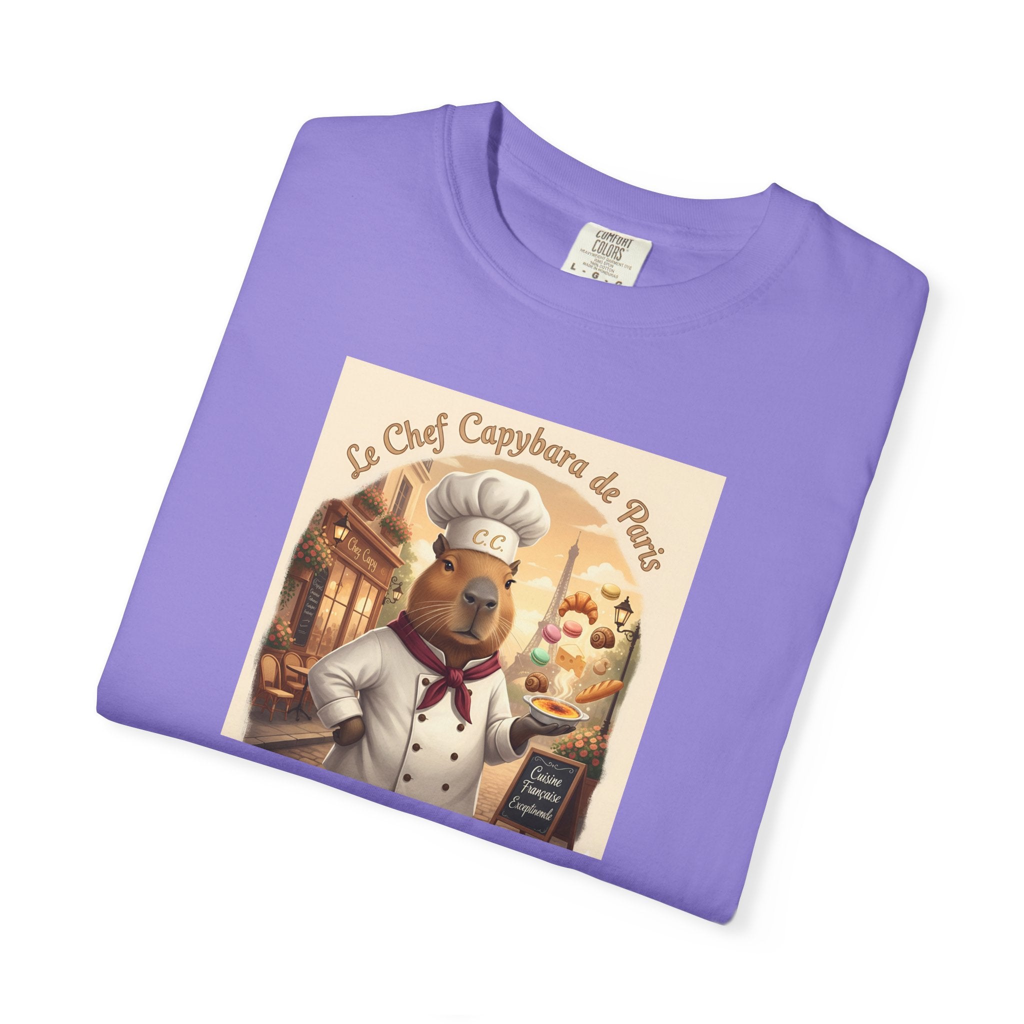Vintage French Pâtissier Capybara Chef T-shirt | Bakery Illustration
