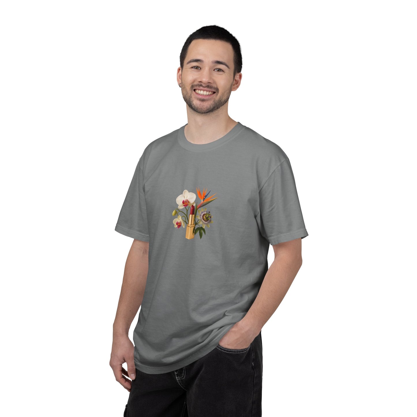 Tropical Floral Bouquet T-Shirt | Bird of Paradise, Orchid, Sunflower