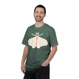 Celestial Moth T-shirt | Pink Yellow Moth with Crescent Moon