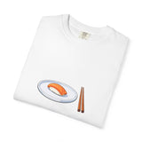 Salmon Nigiri Sushi plate with chopsticks T-shirt | sushi tee