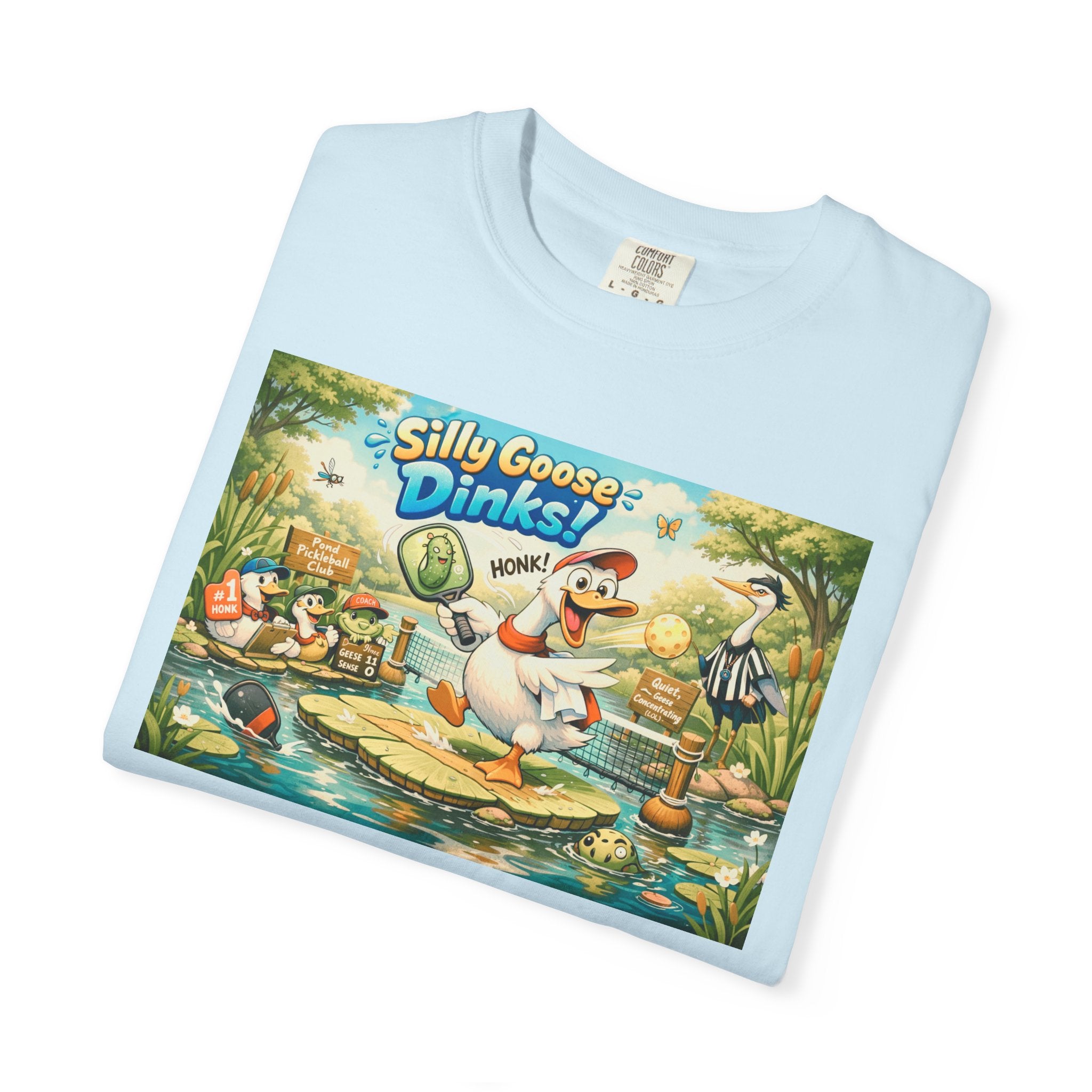 Silly Goose Dinks Cartoon Goose T-Shirt | Vintage Picnic Pond Illustration