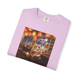 Whiskers and the Wondrous Noodles Cat Bar Ramen Scene T-shirt | Cozy Pub Cat Illustration
