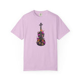 Floral Violin T-shirt | Botanical Music Instrument Tee