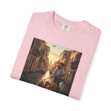 Capybara Venice Gondola Sunset T-shirt | Scenic Canal Travel Art