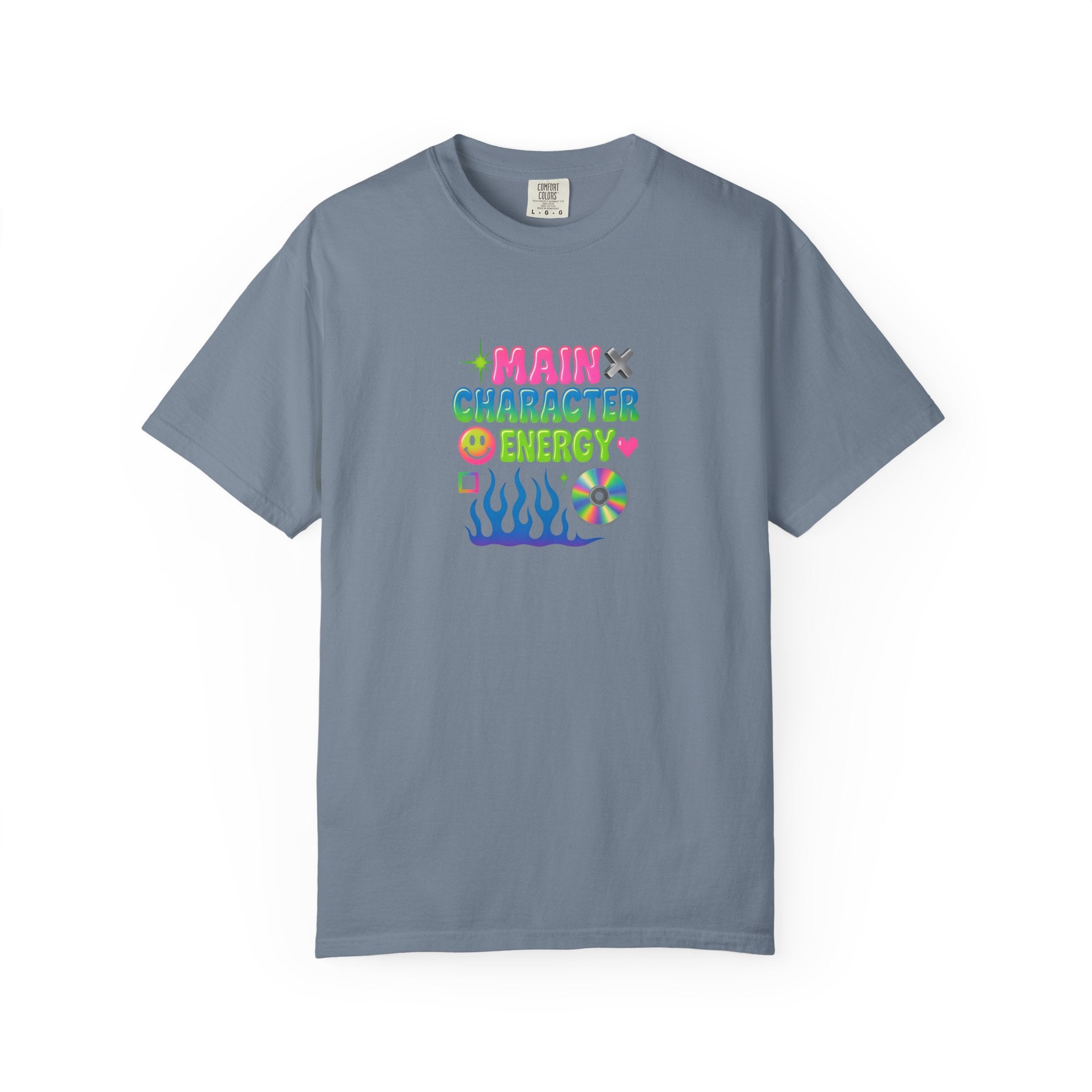 Main Character Energy T-shirt | Colorful Flame, Smiley Icons
